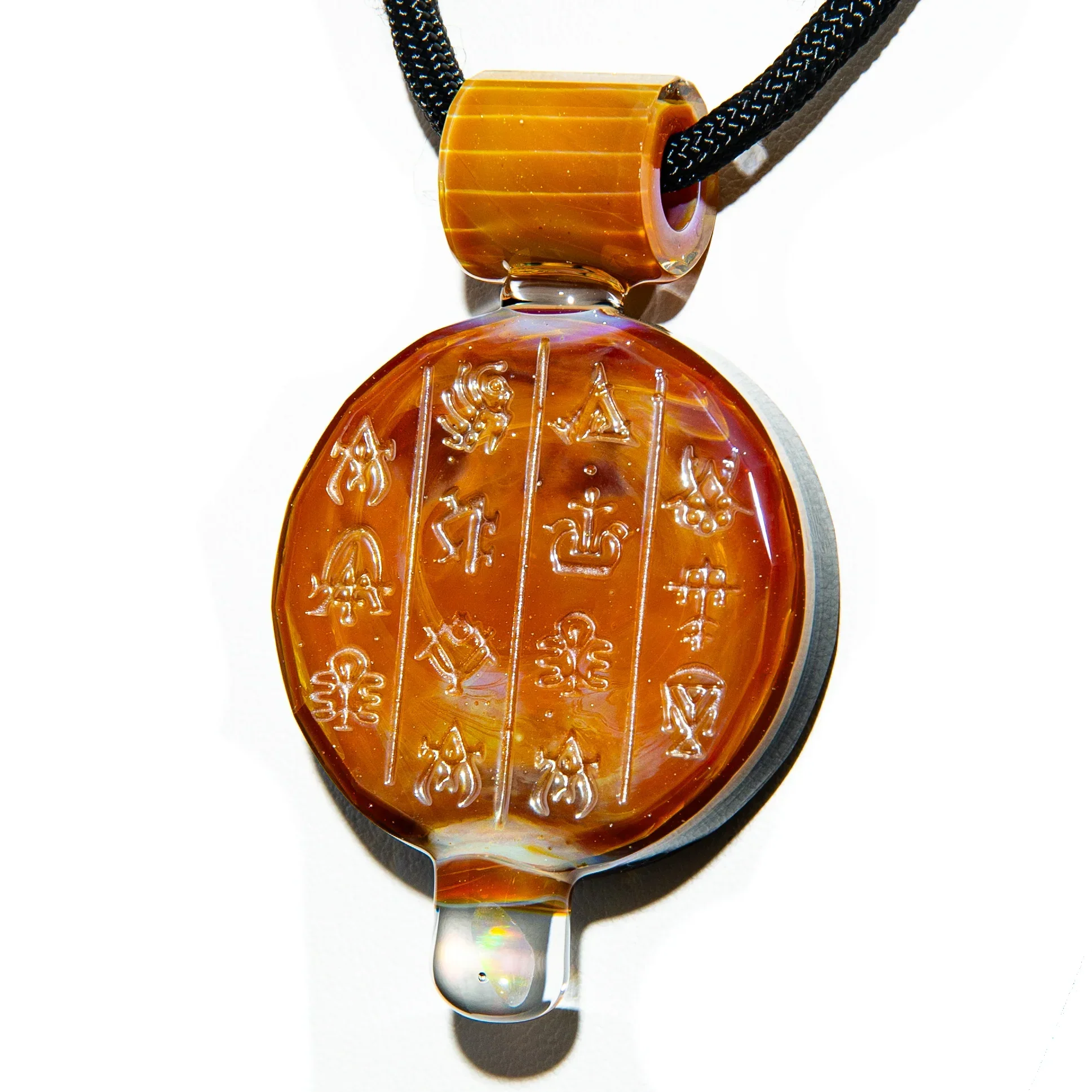 Green T Glass - Golden Egypt Stealie Pendant - Image 2