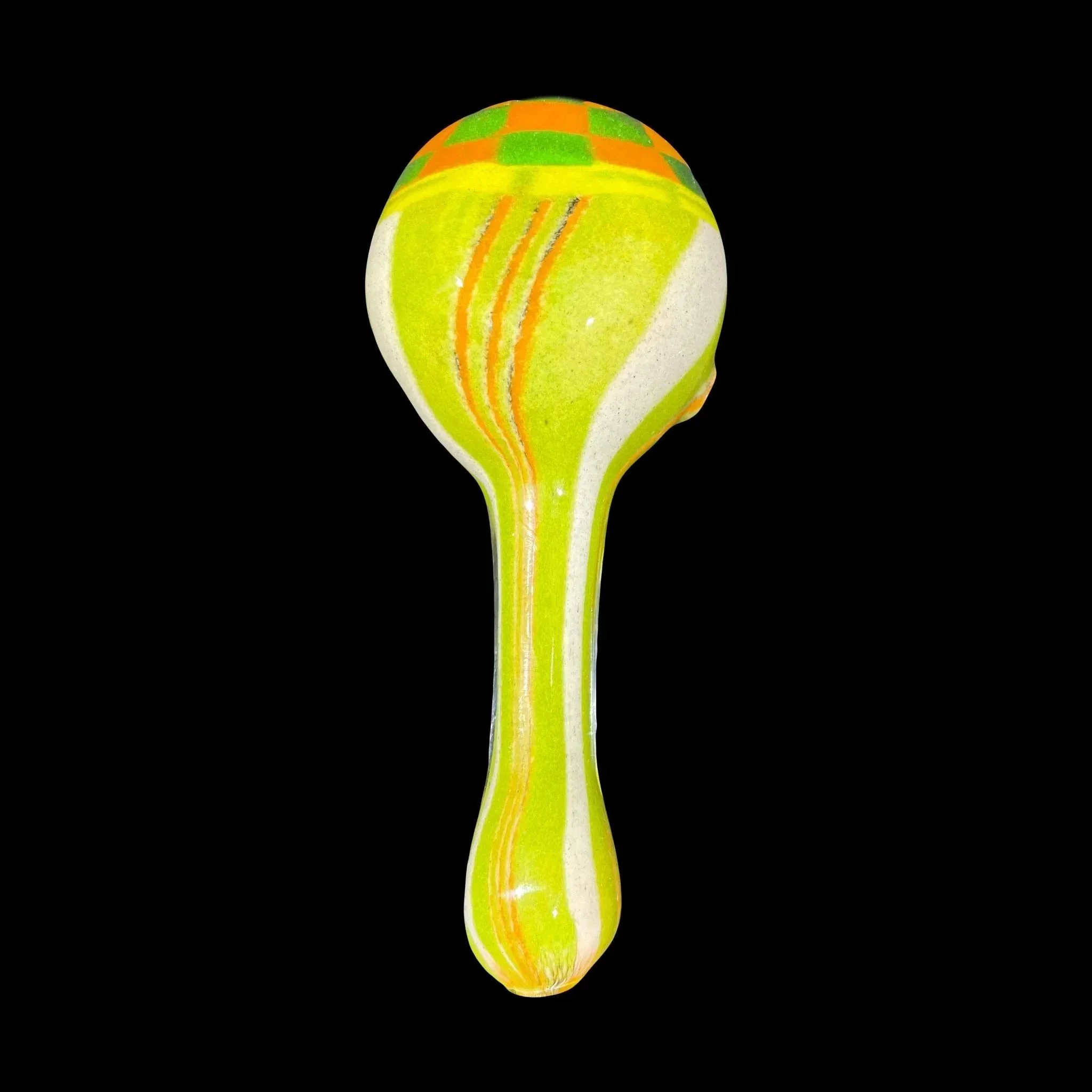 Hoffman Glass - Green & Orange Checker Spoon - Image 3