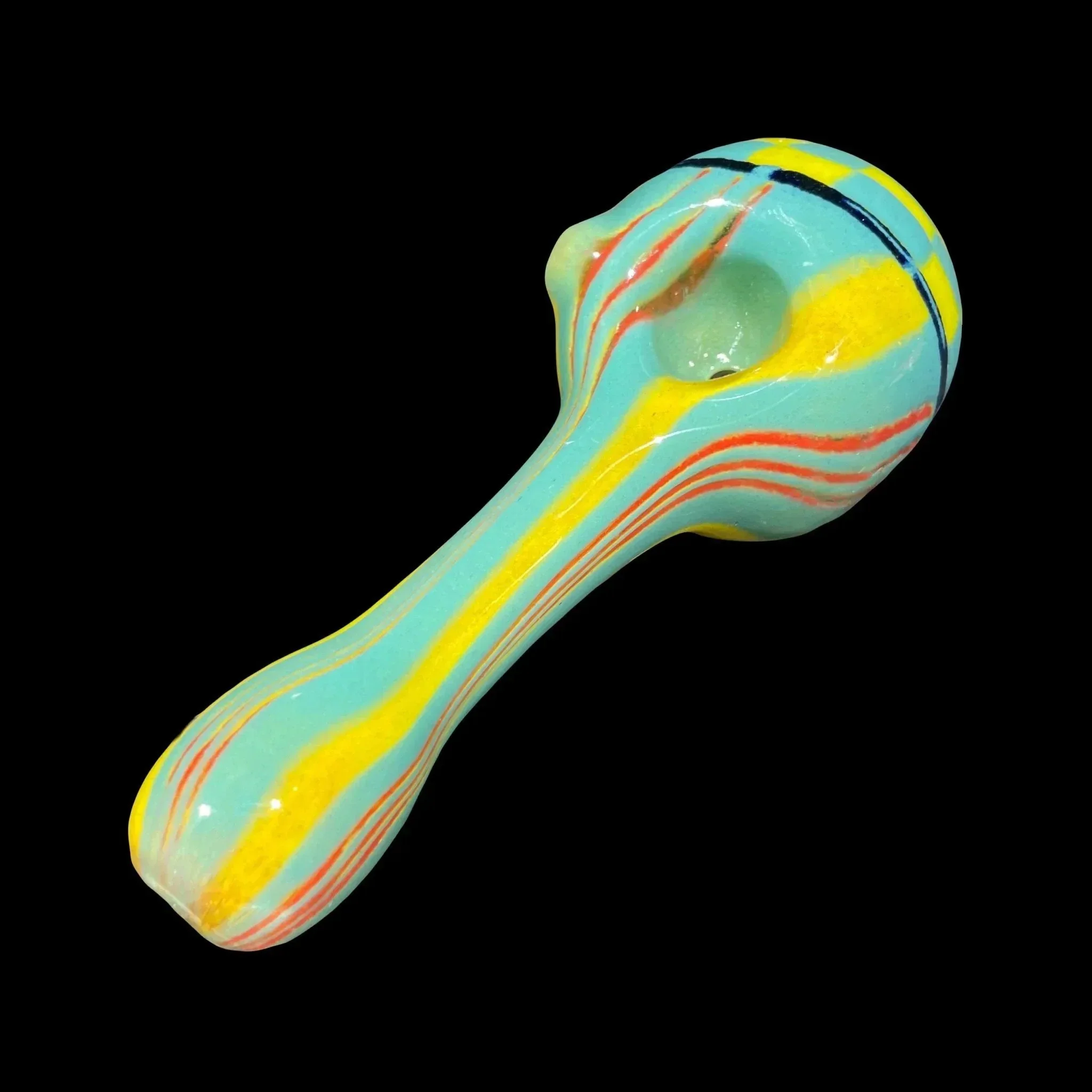 Hoffman Glass - Teal & Yellow Checker Spoon - Image 2