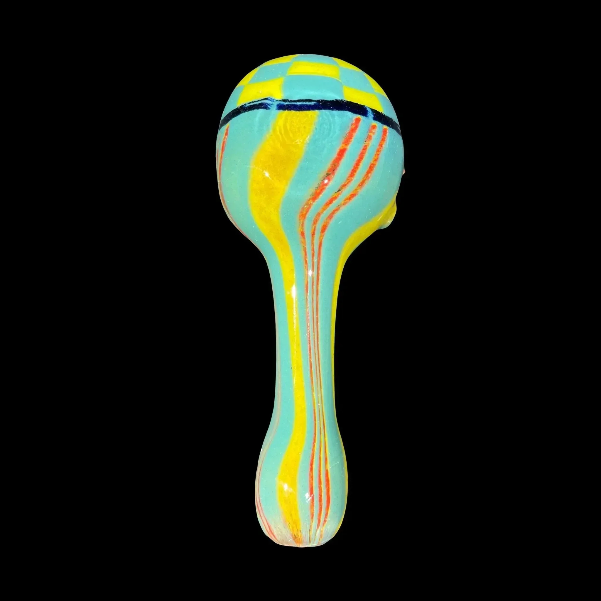 Hoffman Glass - Teal & Yellow Checker Spoon - Image 3