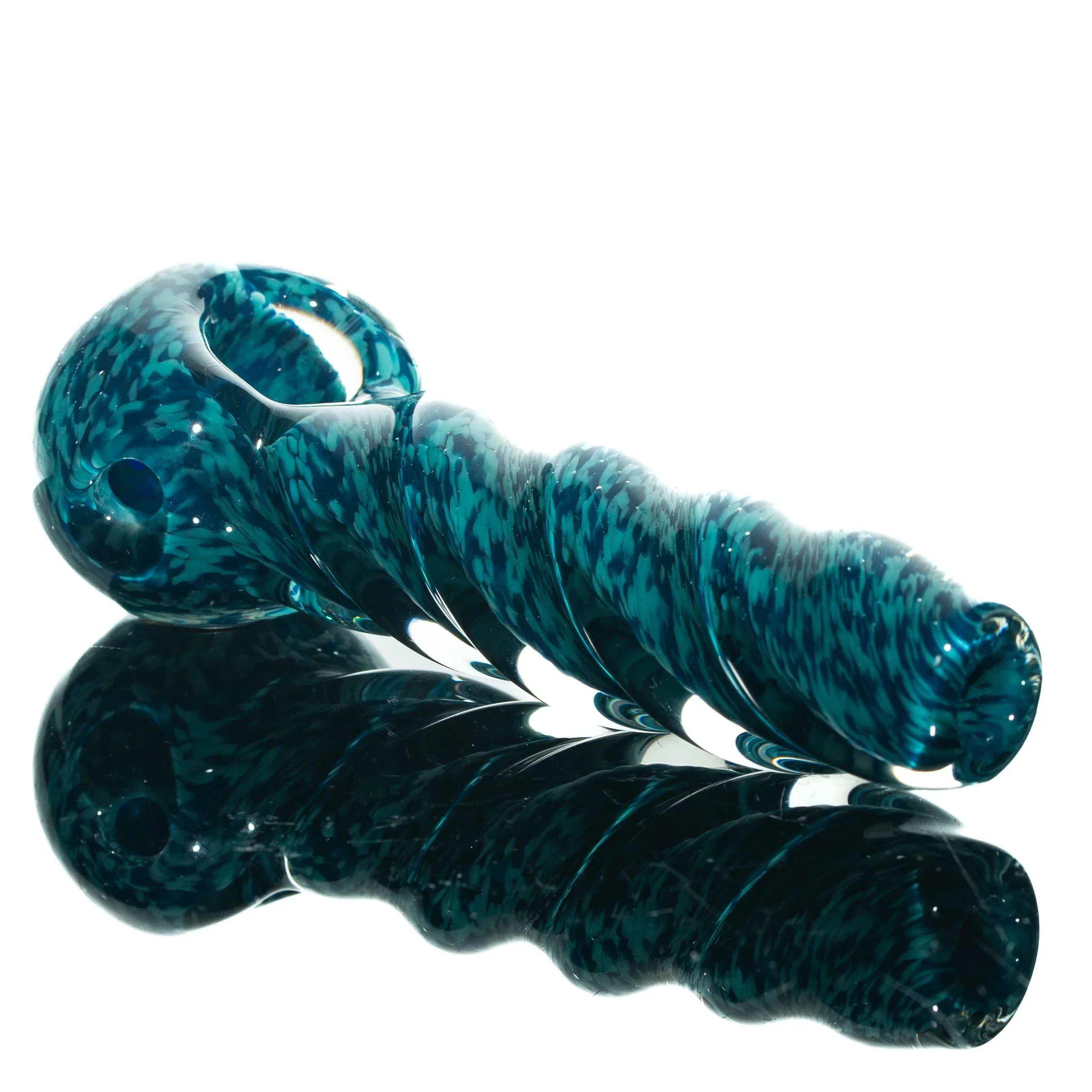 Humboldt Studios - Aqua Azul & Peacock Frit Twist Spoon - Image 2