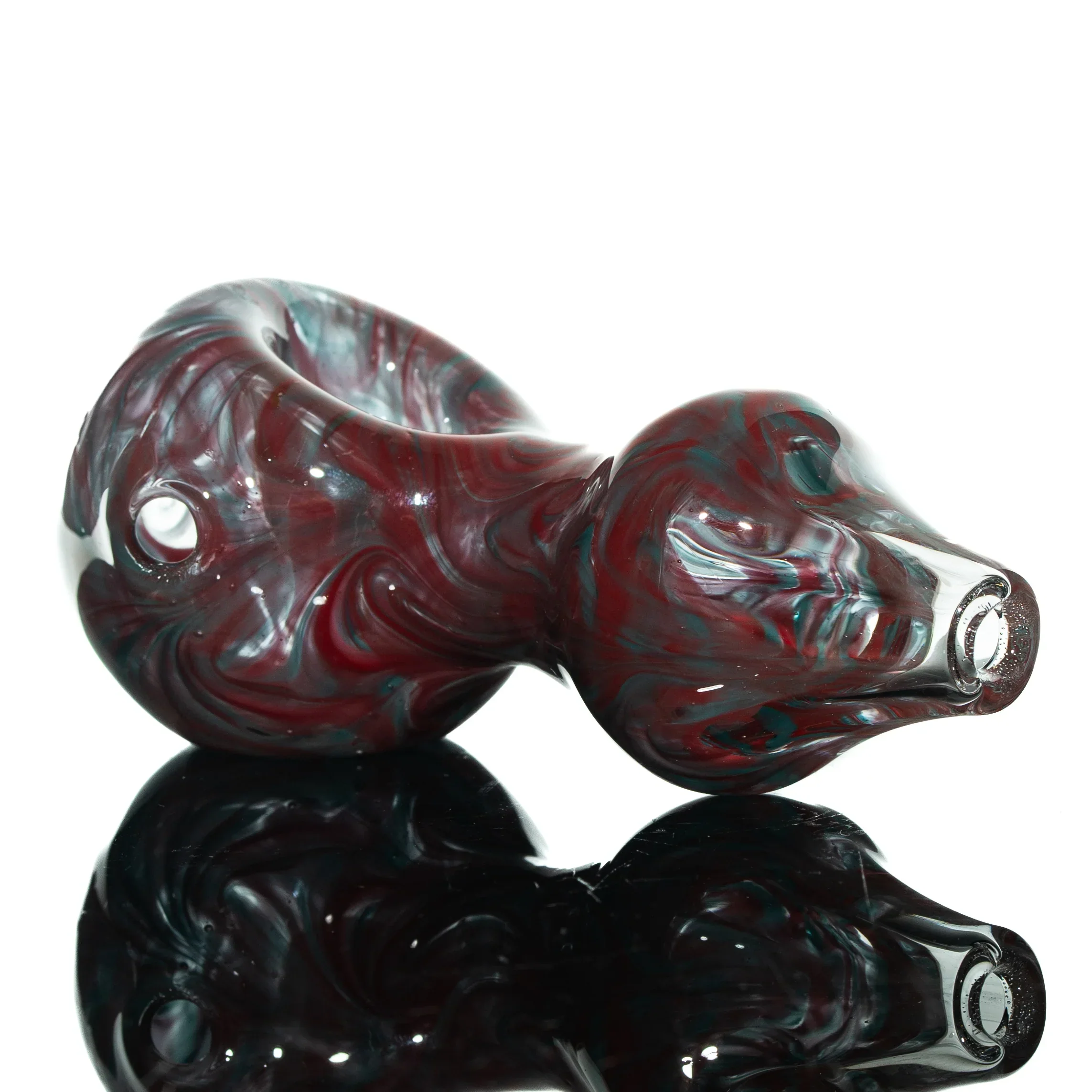 Humboldt Studios - Red, Teal Wrap & Rake Hour Glass Spoon - Image 2