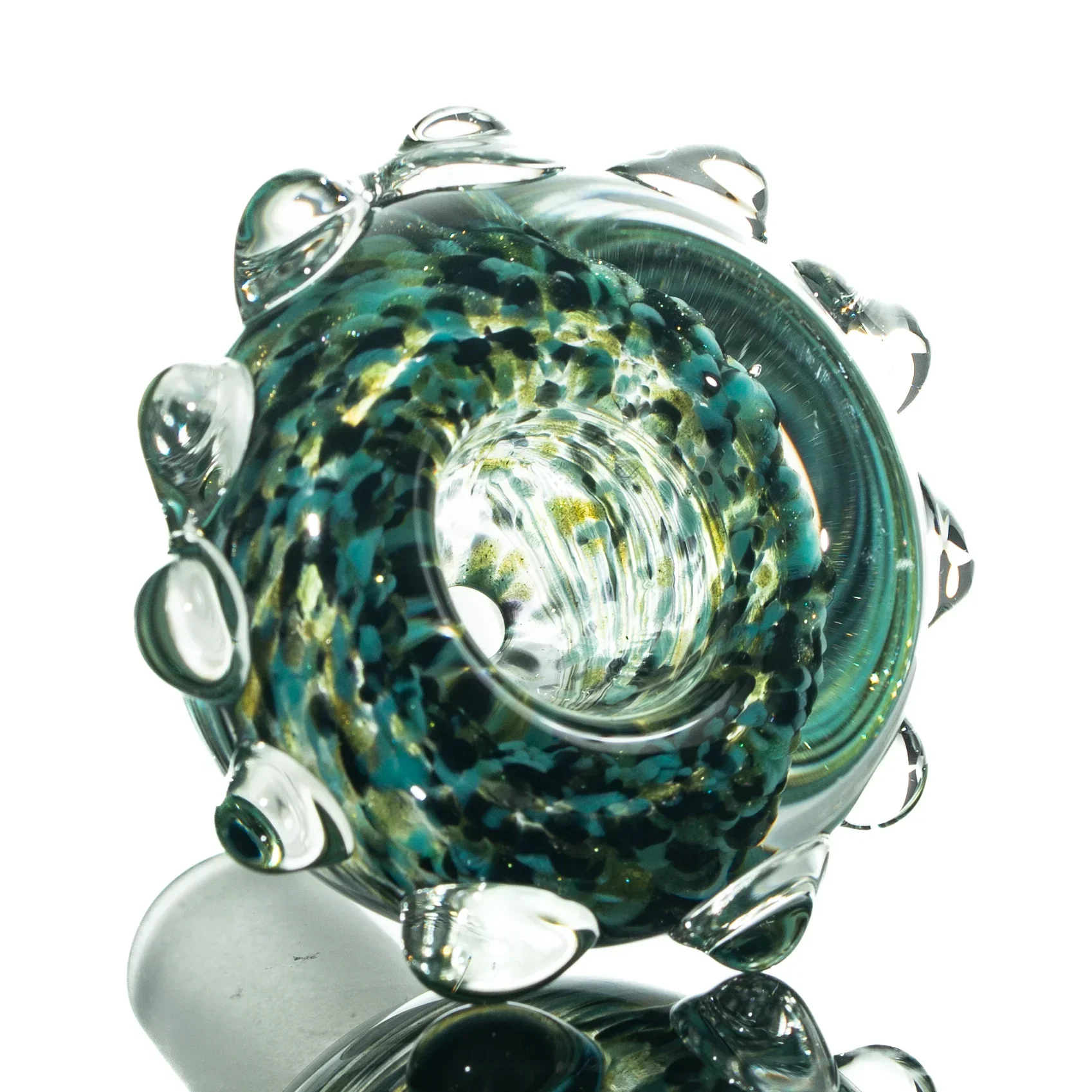 Humboldt Studios - Teal & Black 14mm Frit Slide - Image 2