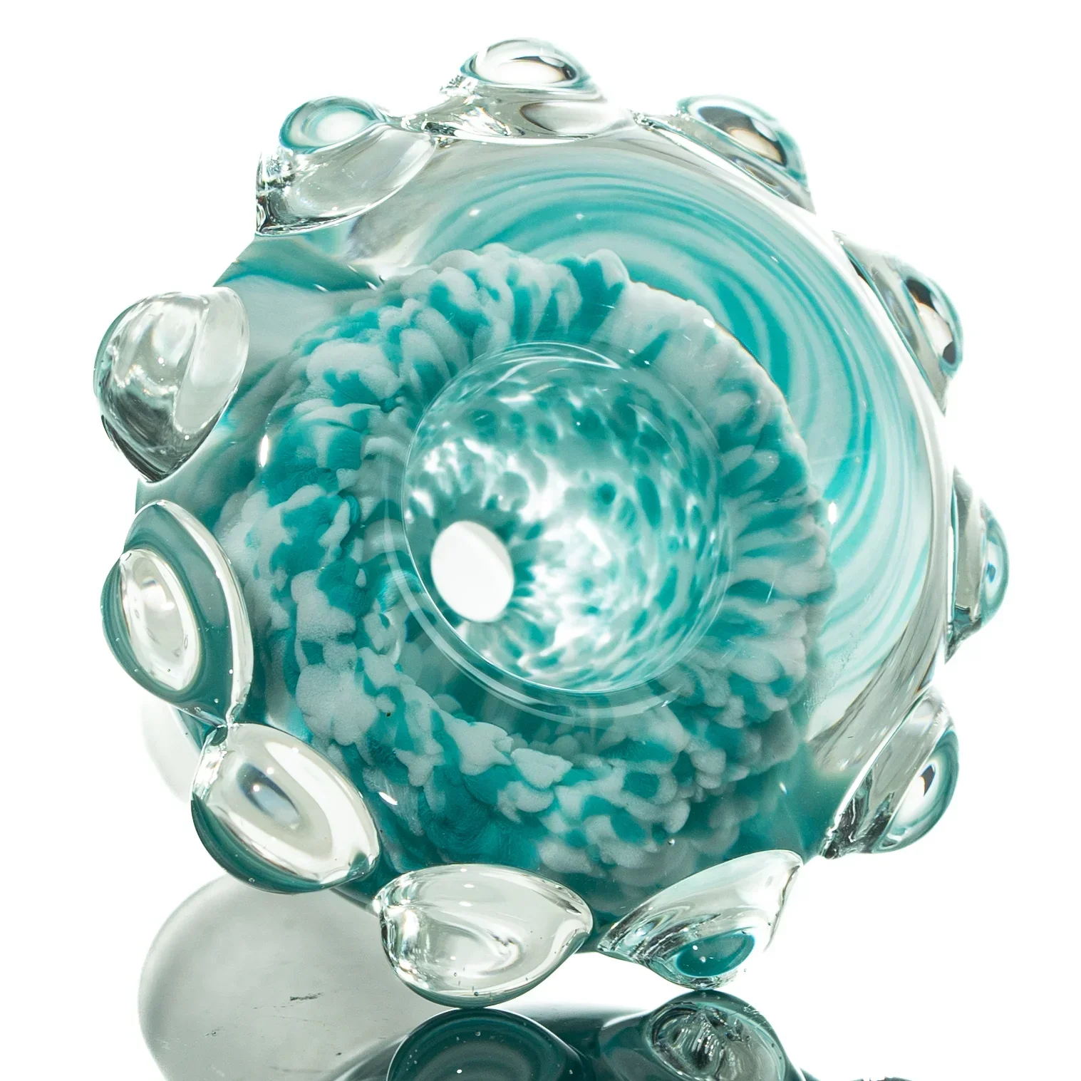 Humboldt Studios - Teal & White 14mm Frit Slide - Image 2