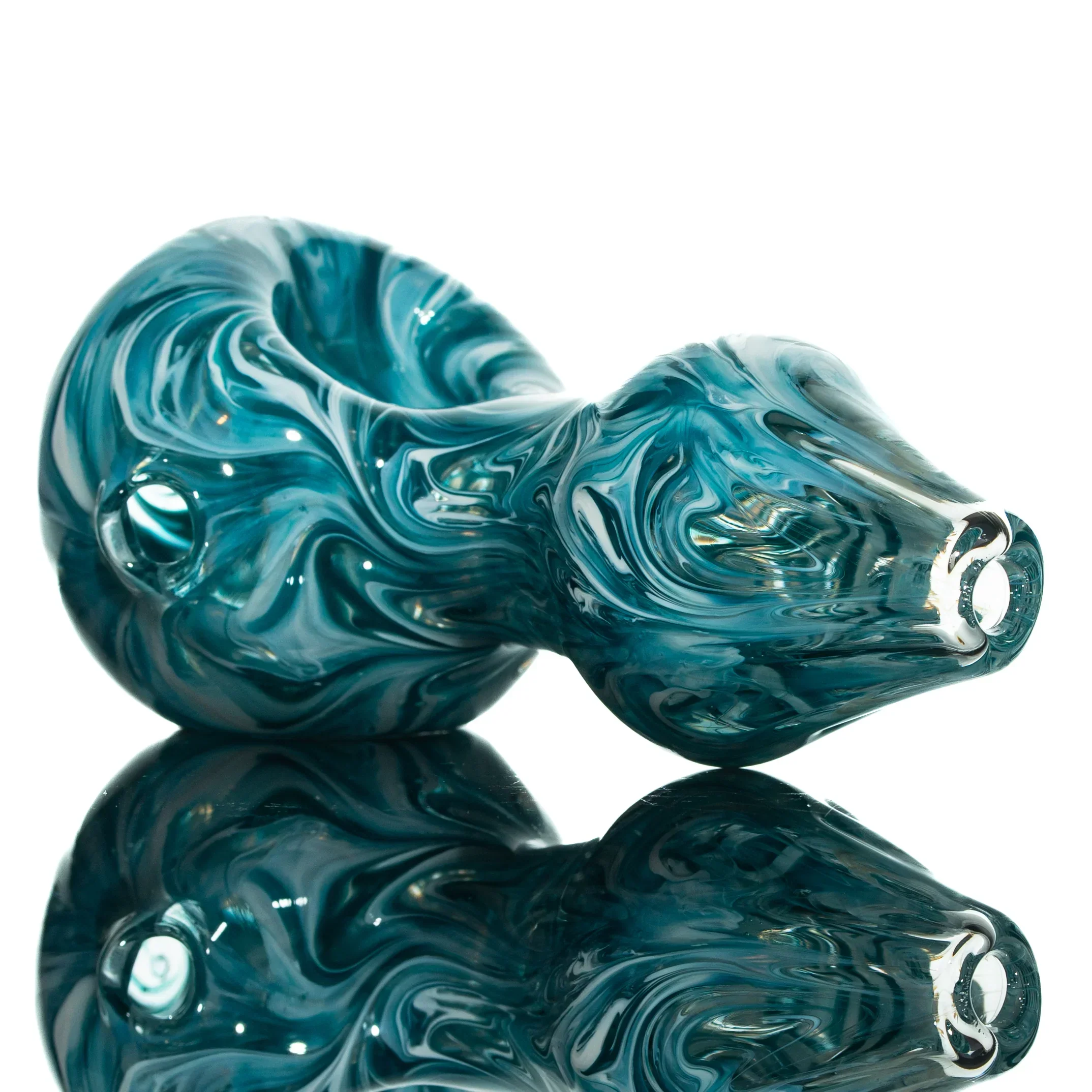 Humboldt Studios - Teal, White Wrap & Rake Hour Glass Spoon - Image 2