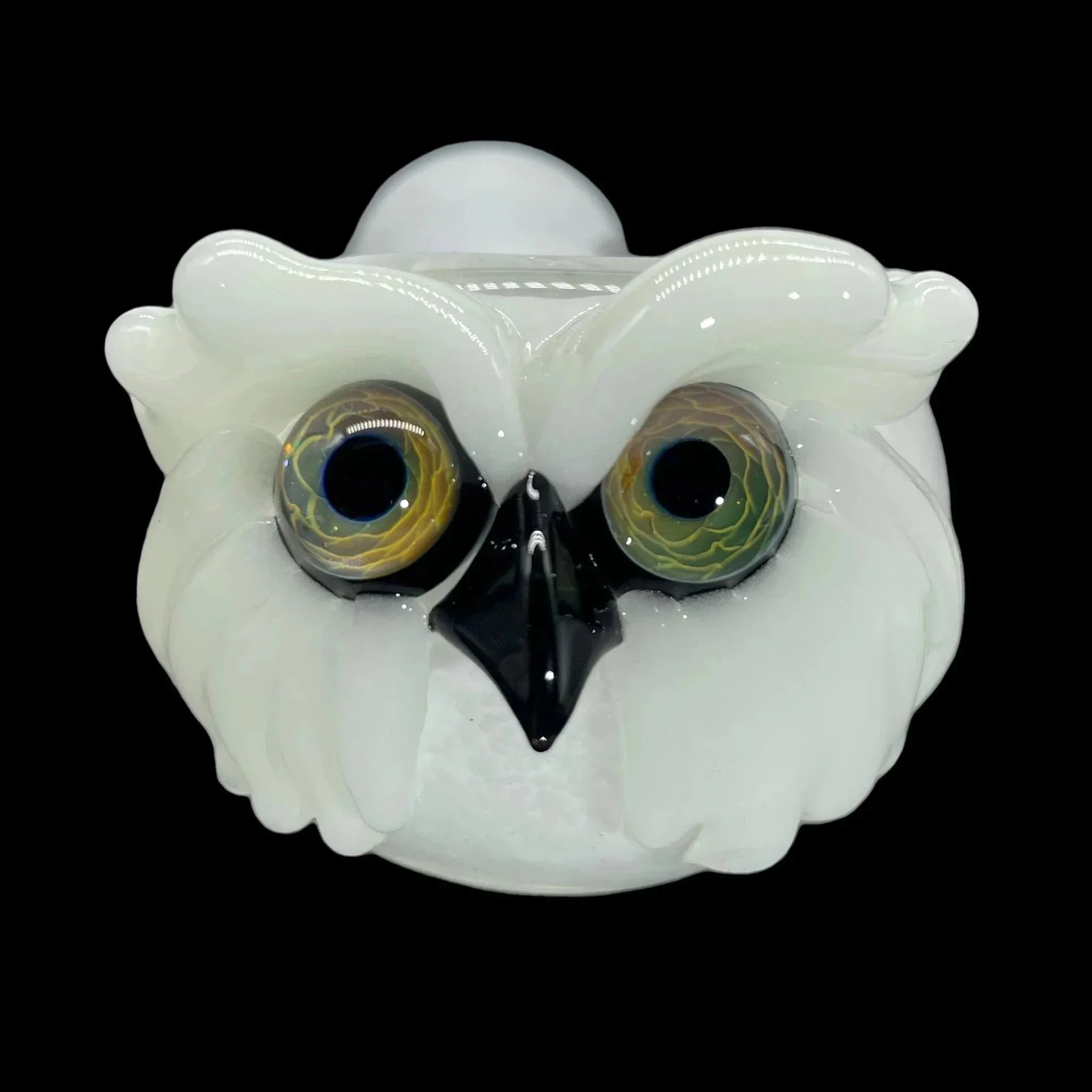 I Love Frank Glass - White Glow In The Dark Owl Pipe - Image 2