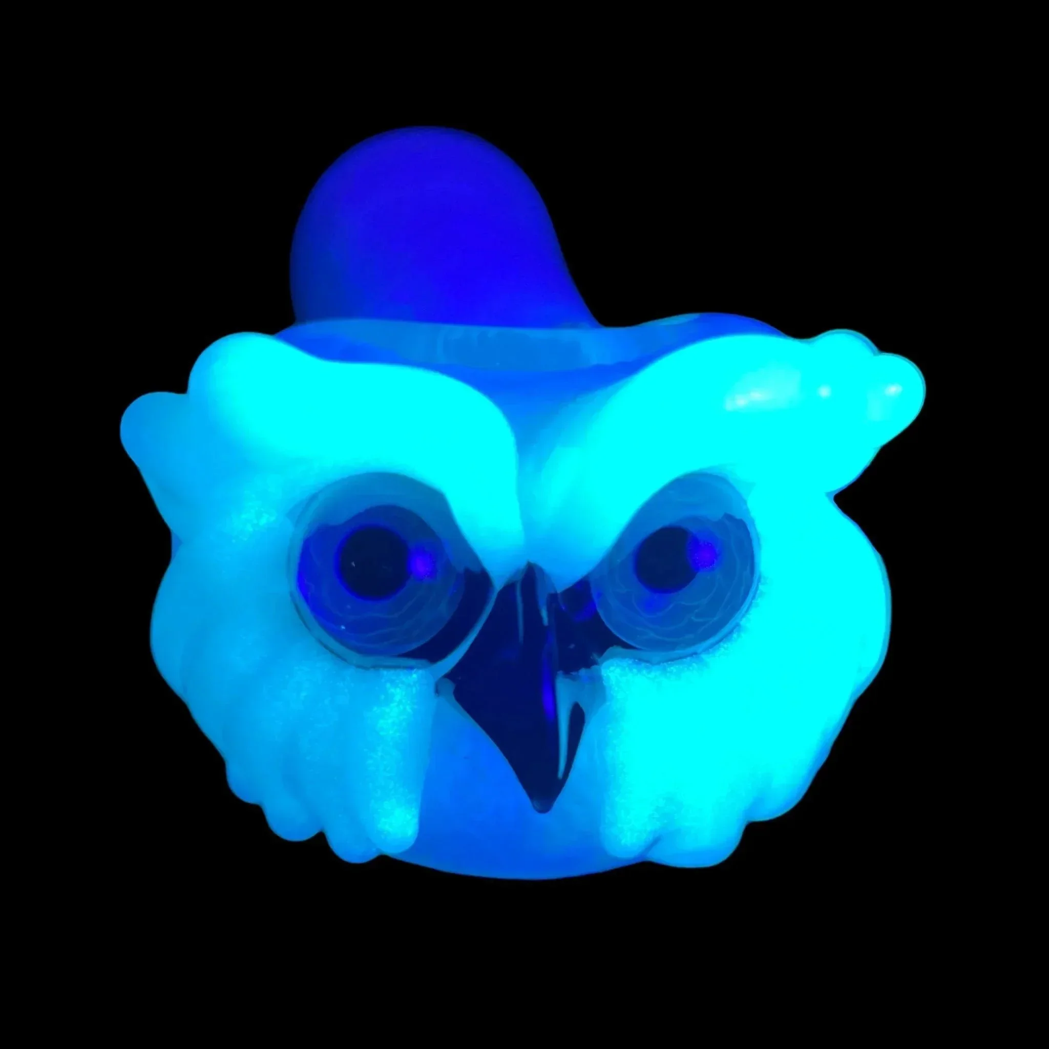 I Love Frank Glass - White Glow In The Dark Owl Pipe - Image 3