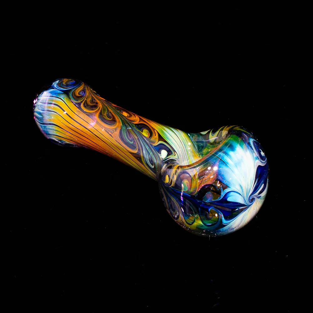 Izlow Glass - Fumed Blue Paisley Linework Spoon - Image 2