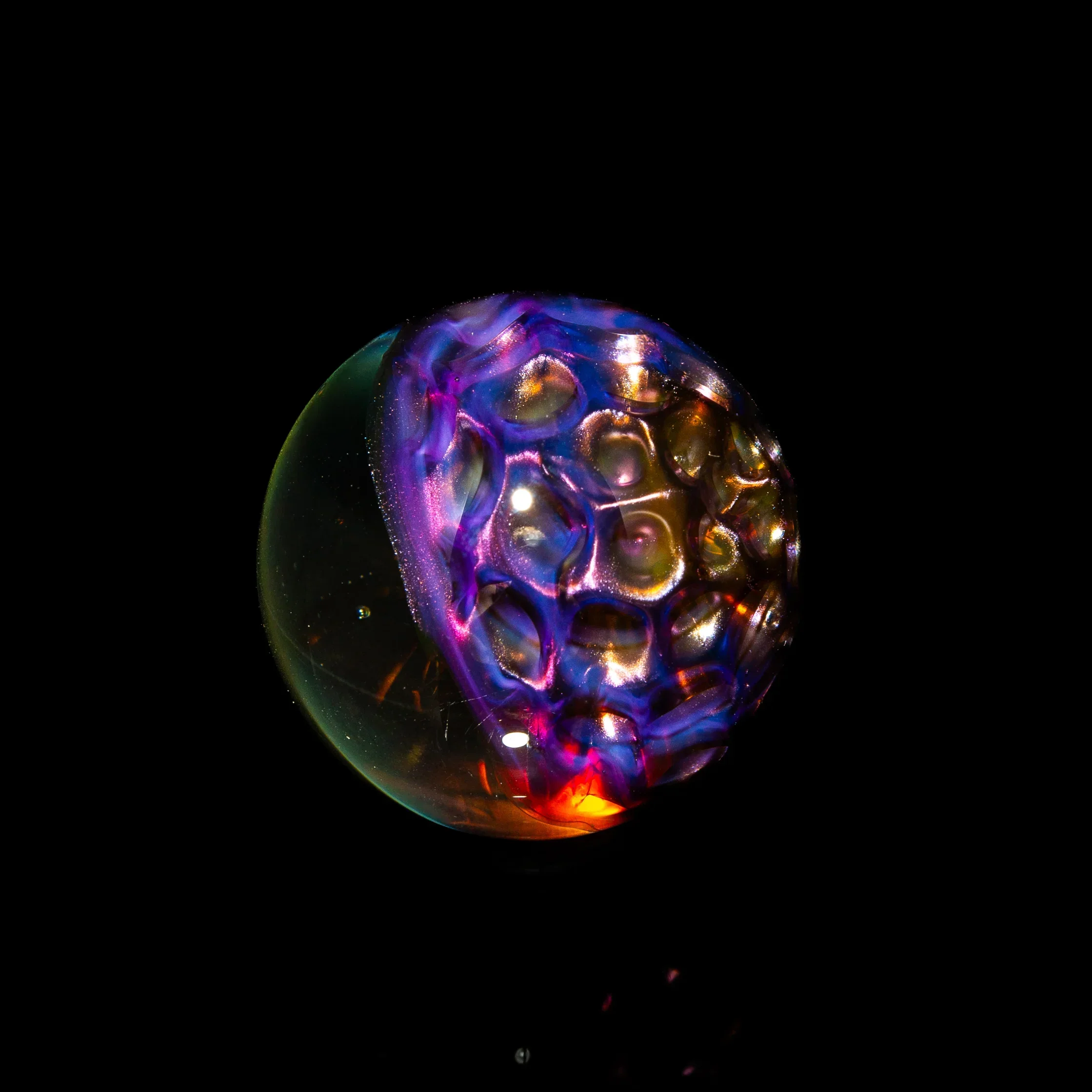 Jam Glass - Electrum & Royal Je;lly Opal Eater Honeycomb 23MM Marble - Image 3