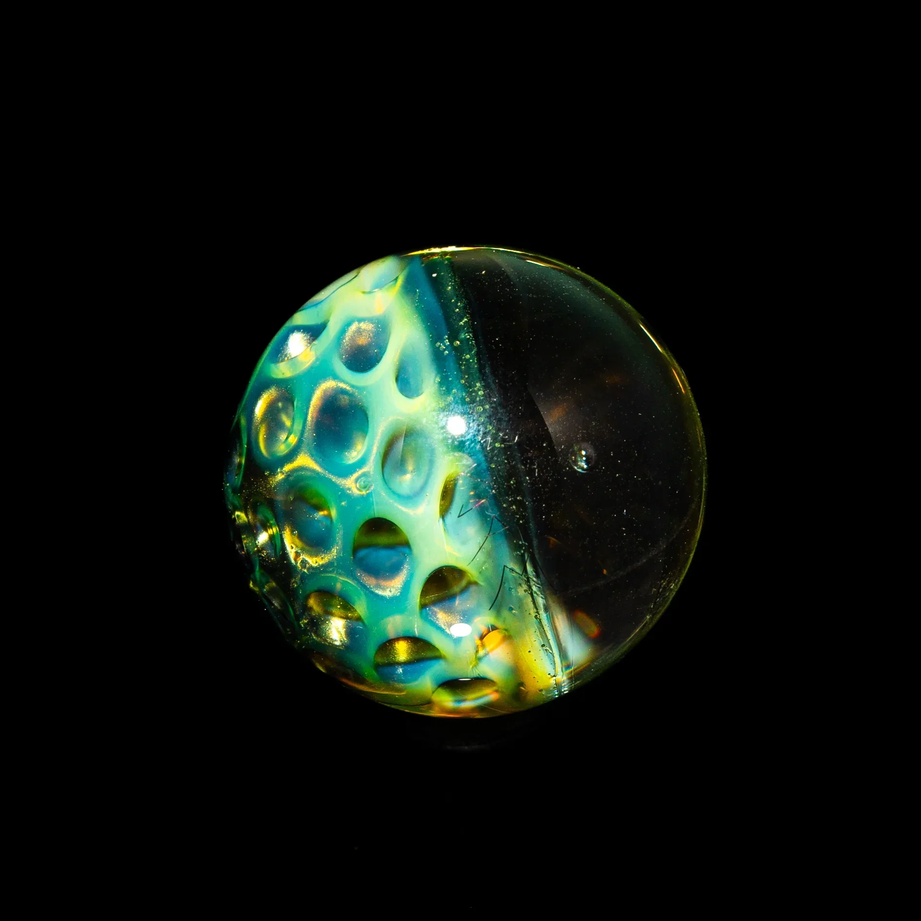 Jam Glass - Sonic & Electrum Opal Eater Honeycomb 22MM Marble - Image 2