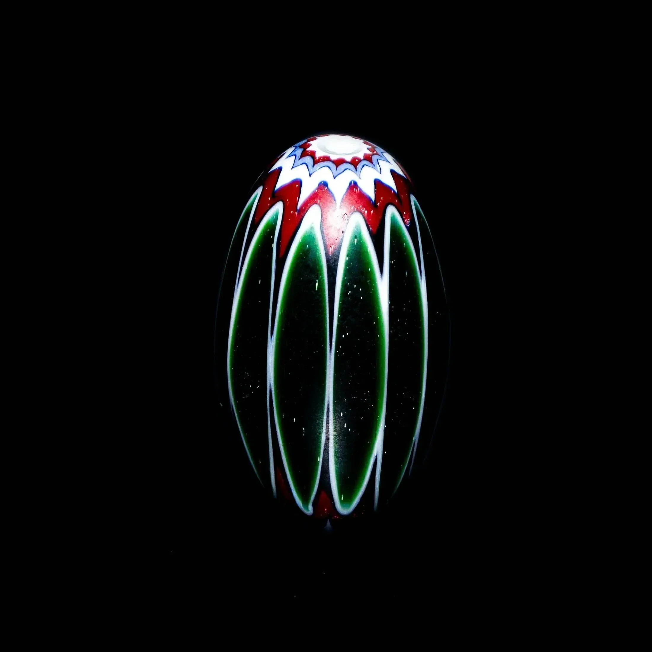 Kevin O'Grady - Green & White Chevron Marquise Bead Large - Image 2
