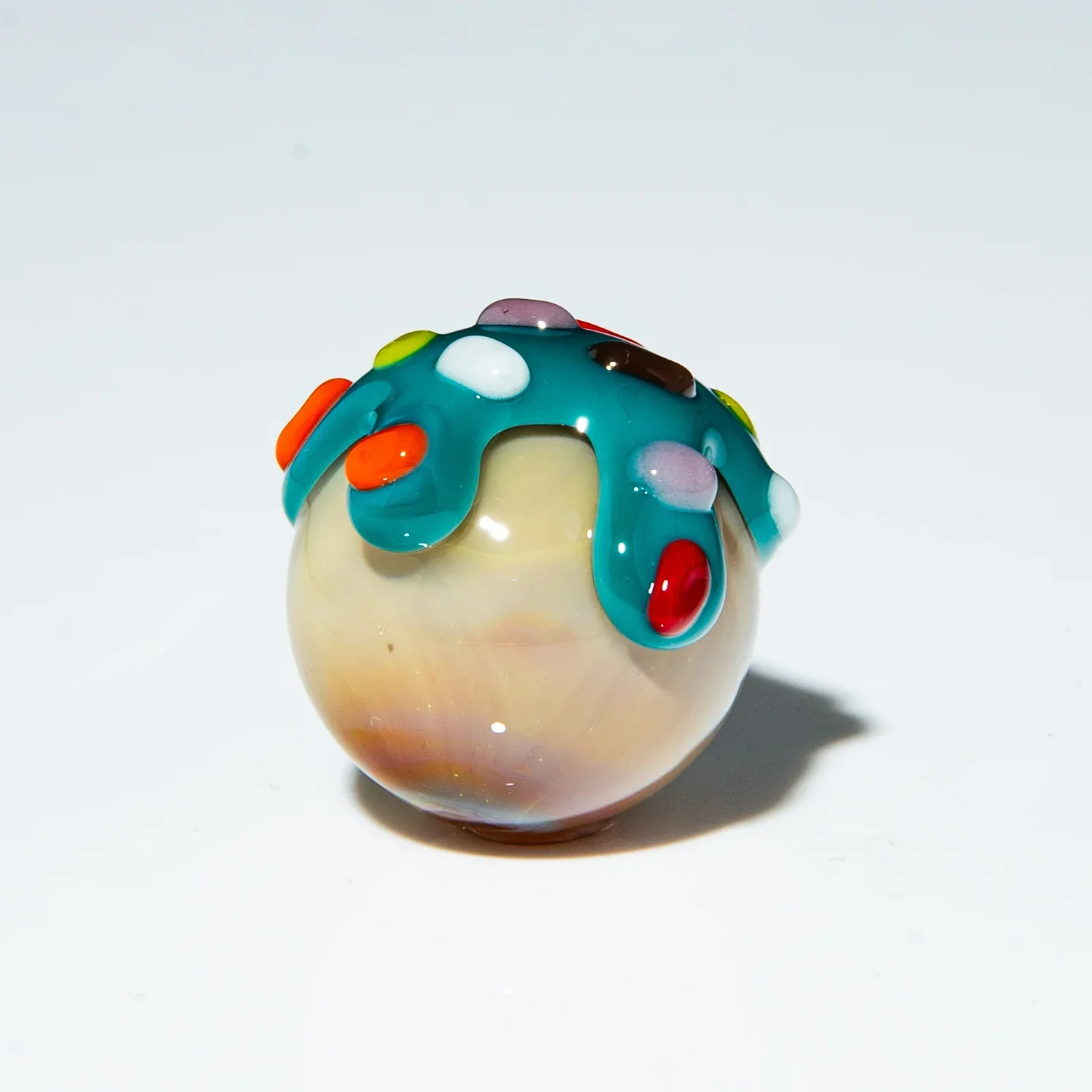 KGB Glass - Azul & Rainbow Sprinkles 26mm Munchkin Marble - Image 2