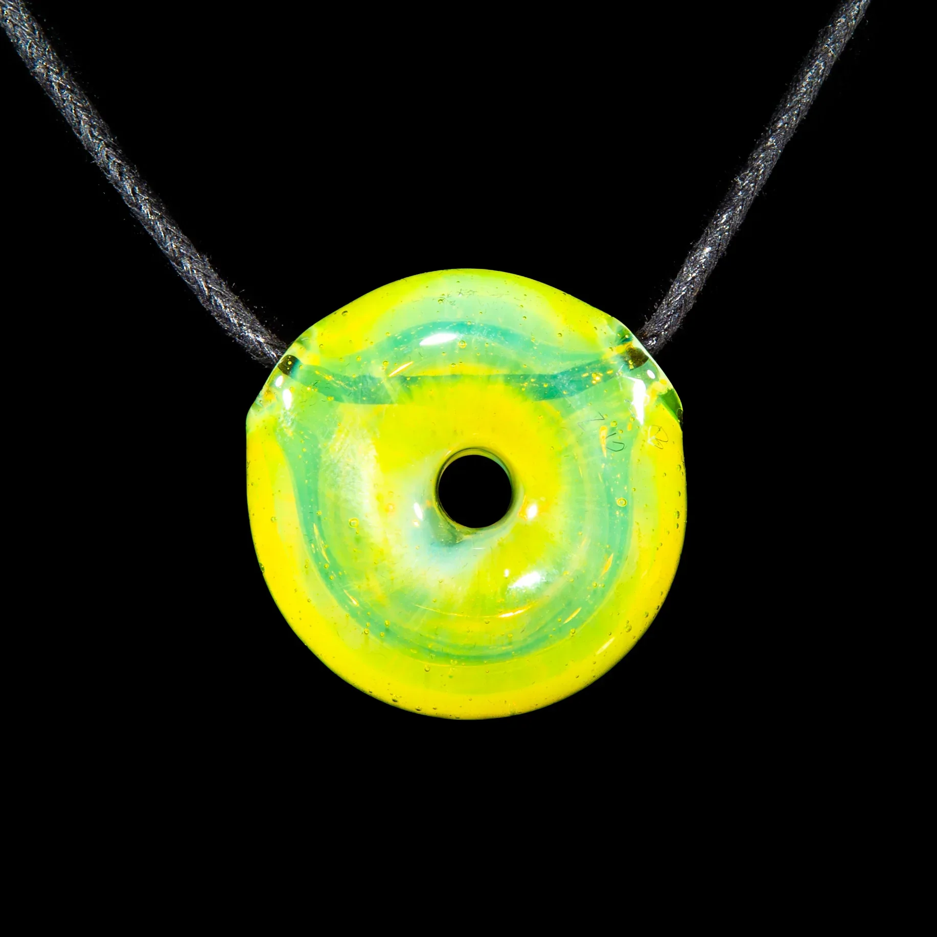 KGB Glass - Azul & Rainbow Sprinkles Donut Pendant - Image 2