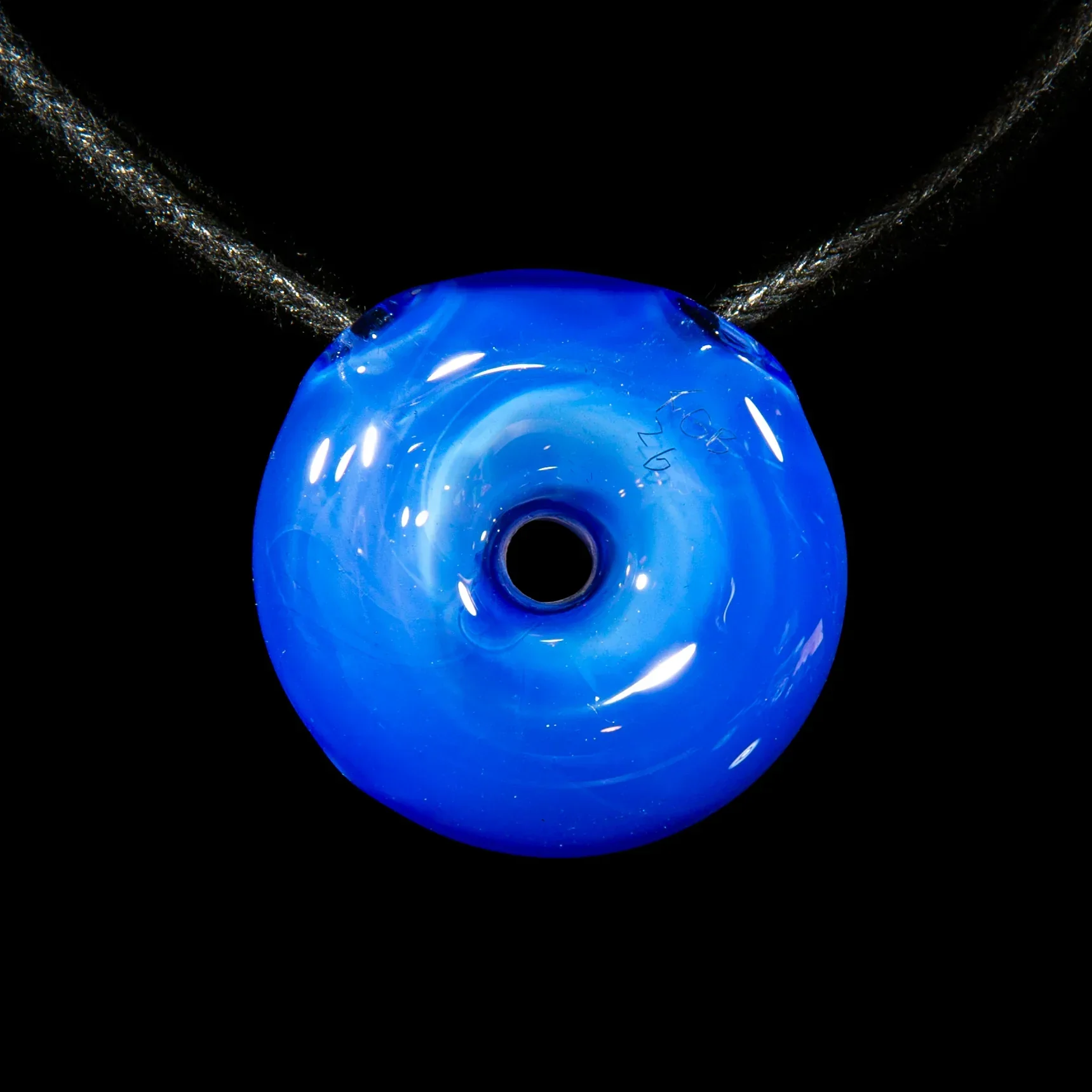 KGB Glass - Blue Marble & Vanilla Drizzle Donut Pendant - Image 2