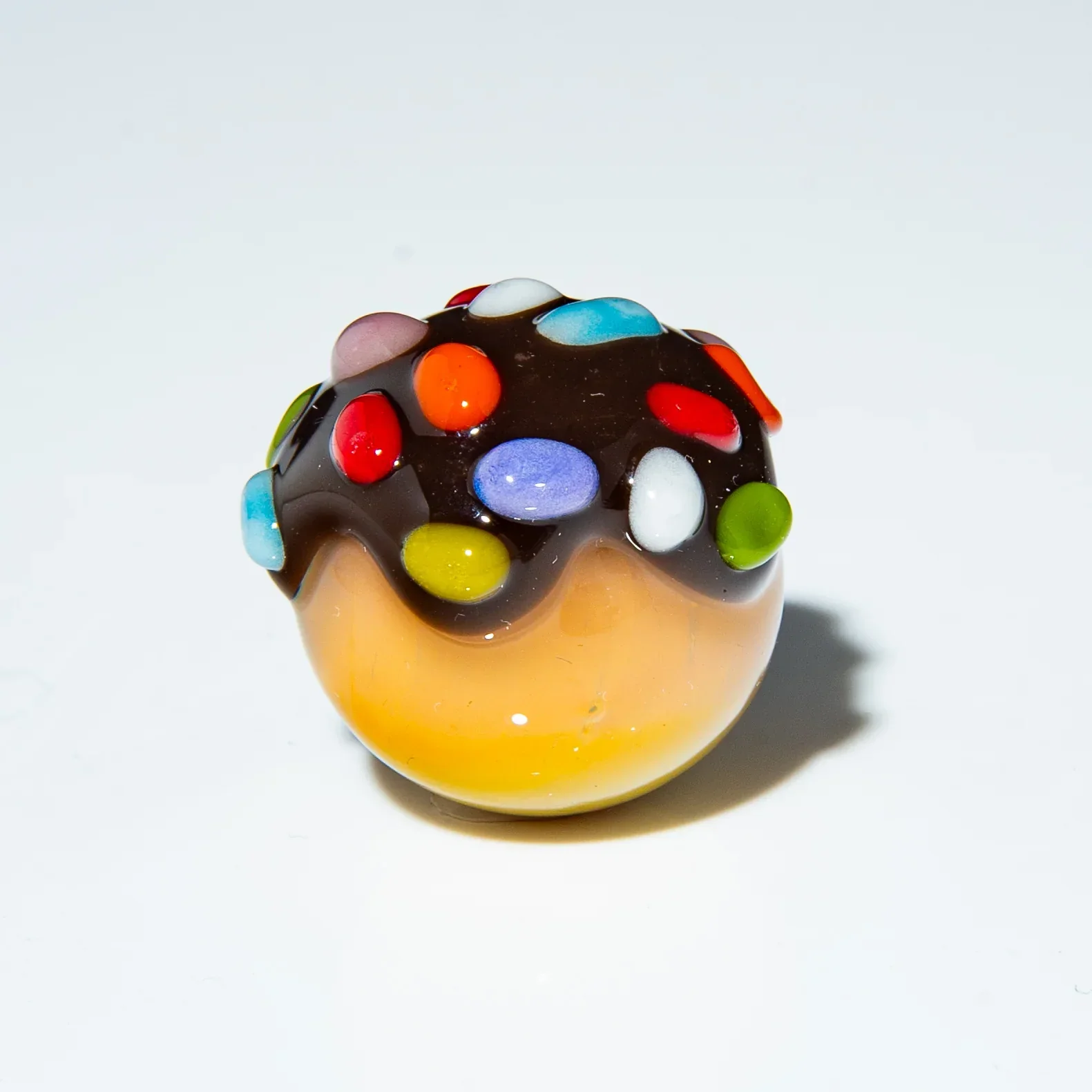 KGB Glass - Chocolate & Rainbow Sprinkles 22mm Munchkin Marble - Image 2