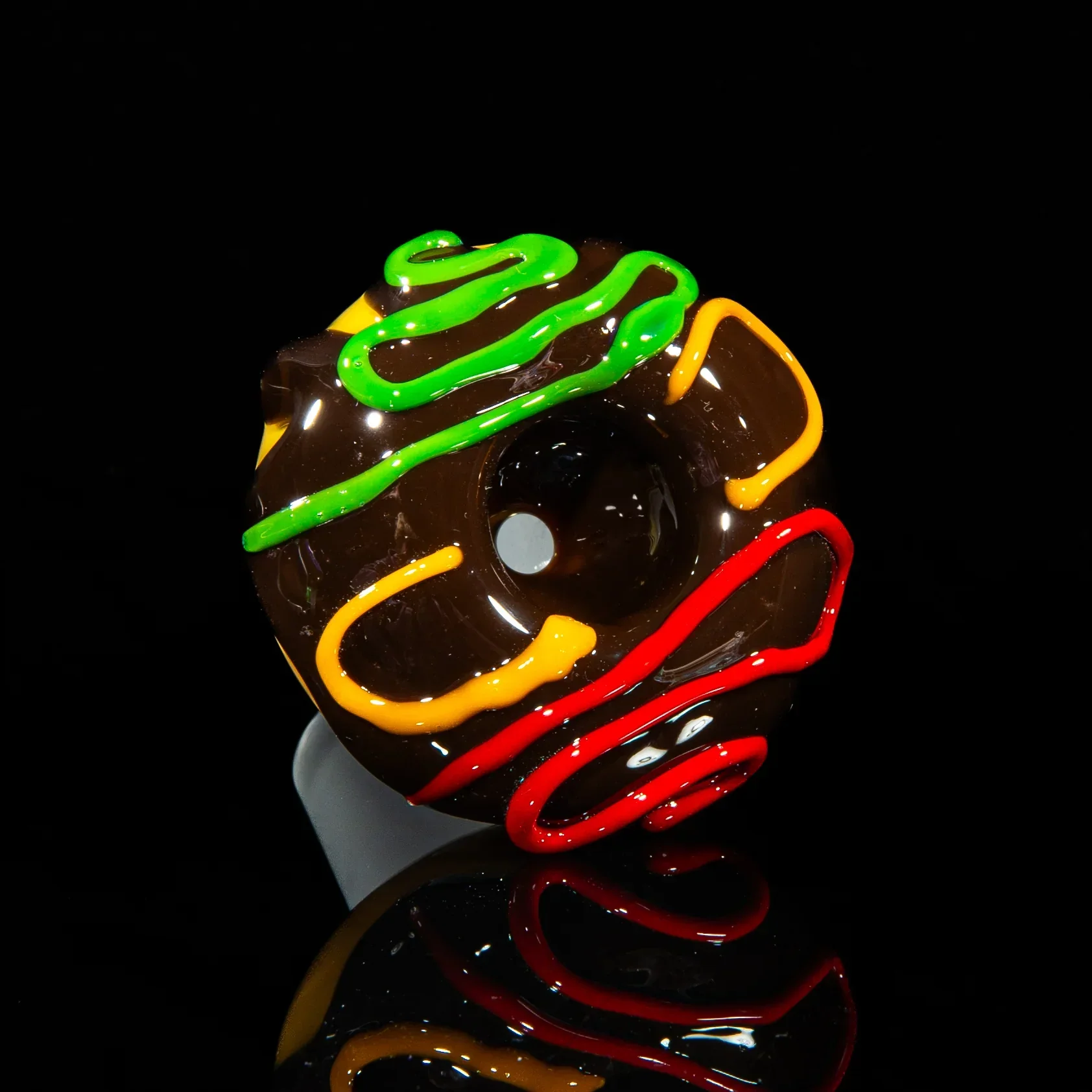 KGB Glass - Chocolate & Rasta Drizzle 18mm Slide - Image 2