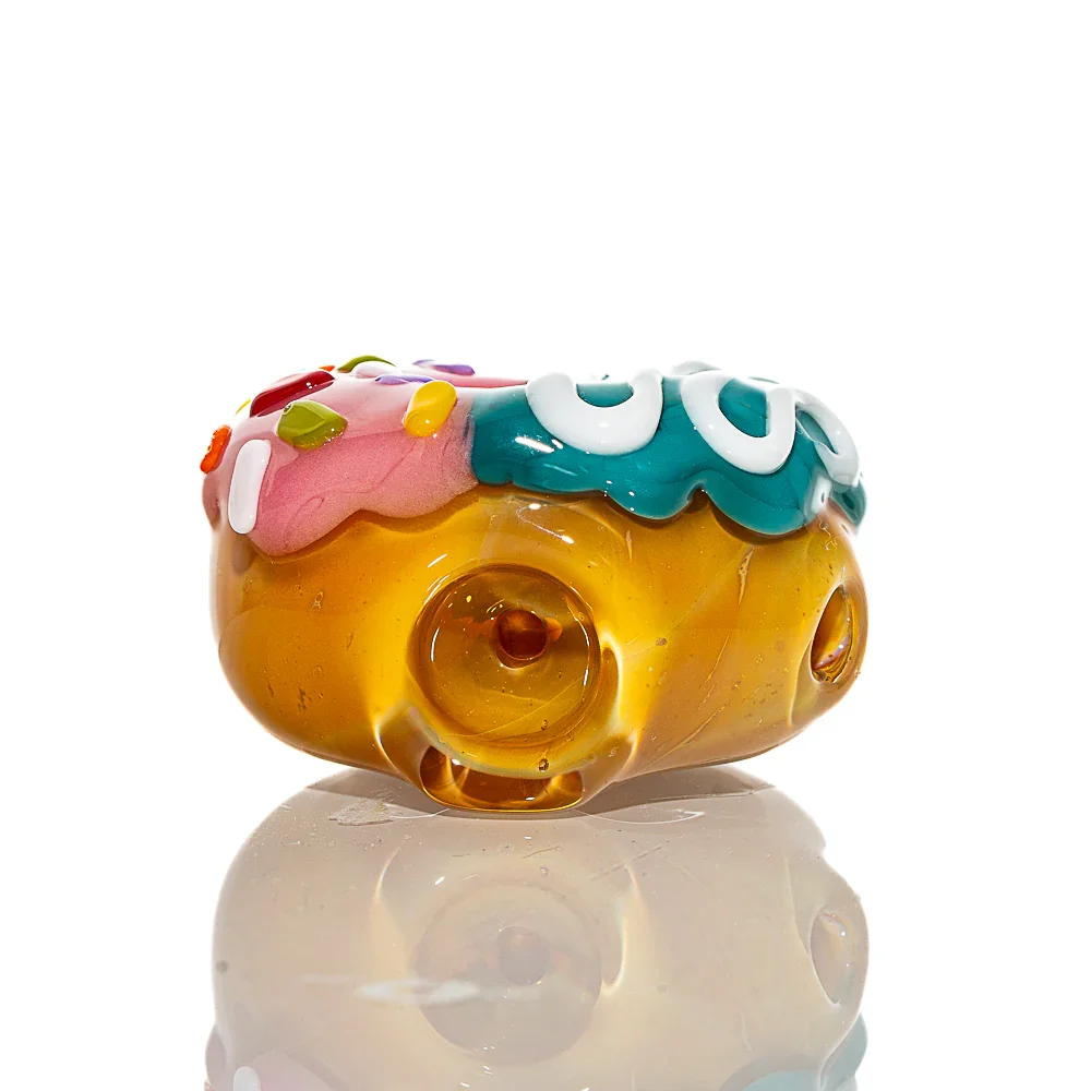 KGB Glass - Half Strawberry Frosted Sprinkle Half Blueberry Frosted Vanilla Drizzle Mini Donut Dry Pipe - Image 3