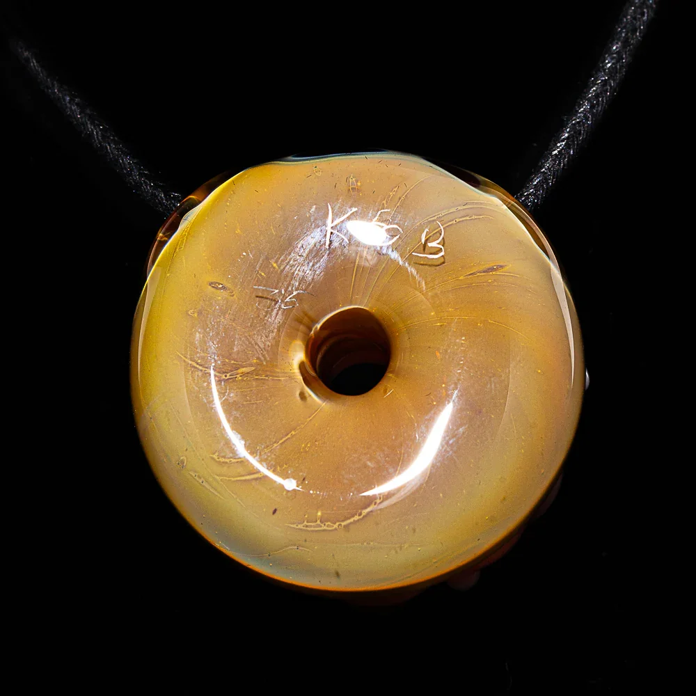 KGB Glass - Strawberry Frosted Half Sprinkle Half Vanilla Drizzle Donut Pendant - Image 2