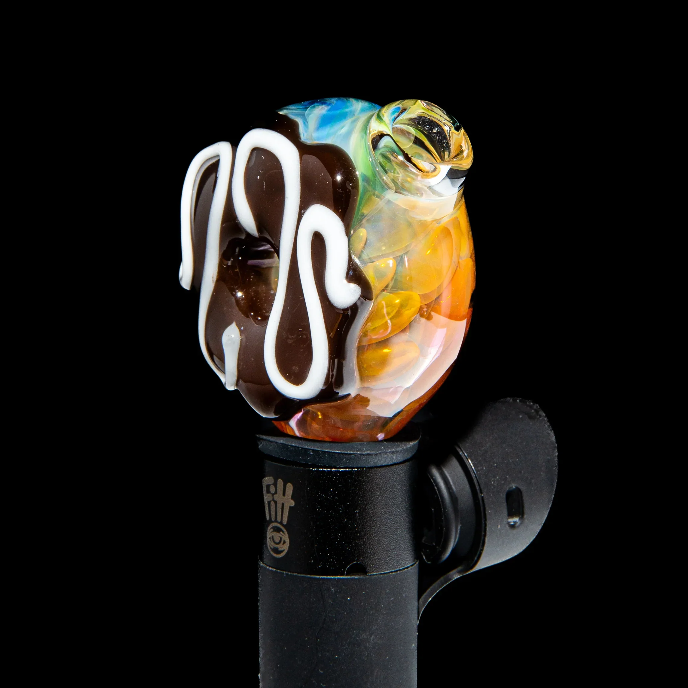 KGB Glass x Sarah Marblesbee - Chocolate & Vanilla Drizzle Fumed Donut Pivot Mouthpiece - Image 3