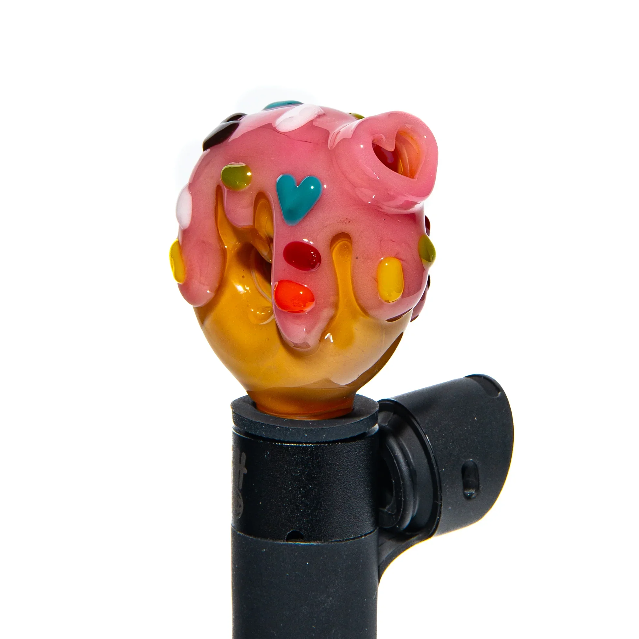 KGB Glass x Sarah Marblesbee - Strawberry Drip & Rainbow Heart Sprinkles Donut Pivot Mouthpiece - Image 2