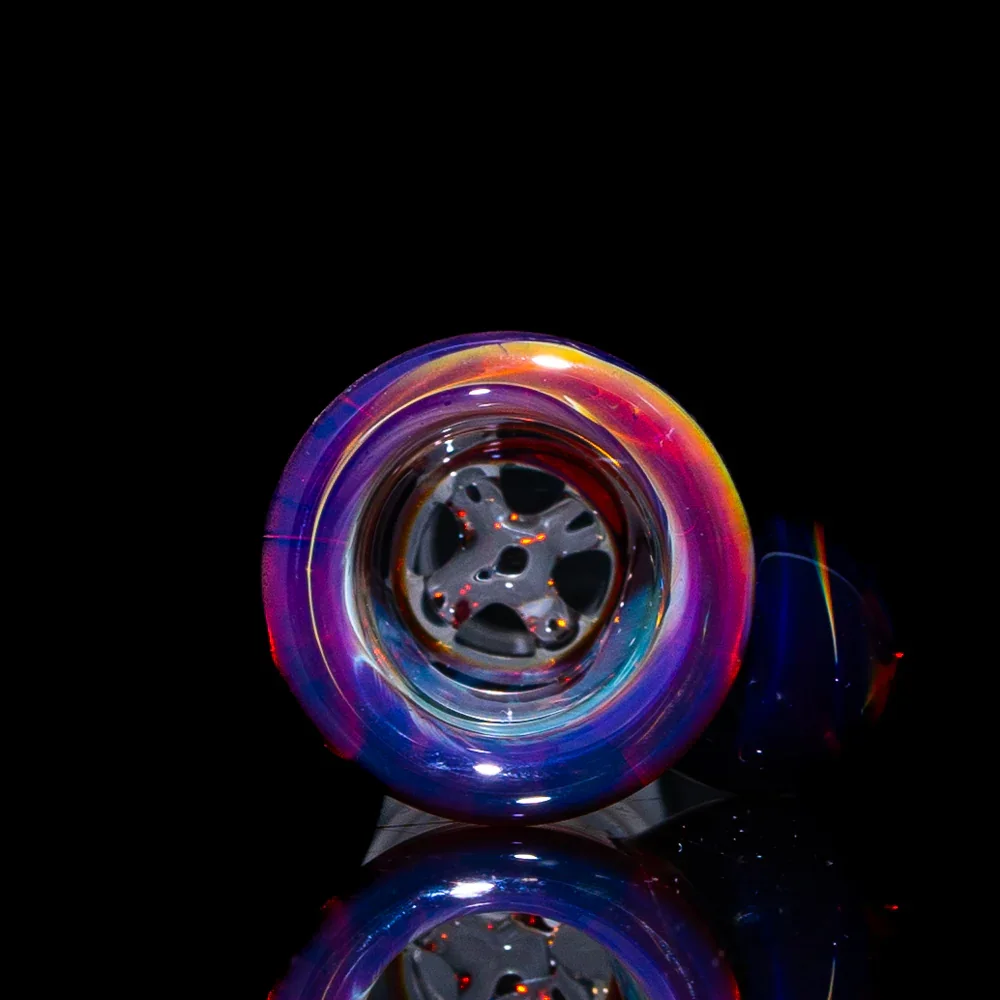 Llerandi Glass - Double Amber Purple Four Hole 14mm Slide - Image 2