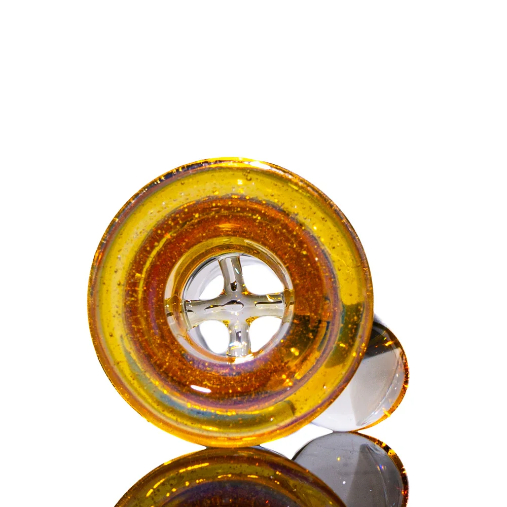 Llerandi Glass - Amber Purple Frit Four Hole 18mm Slide - Image 2