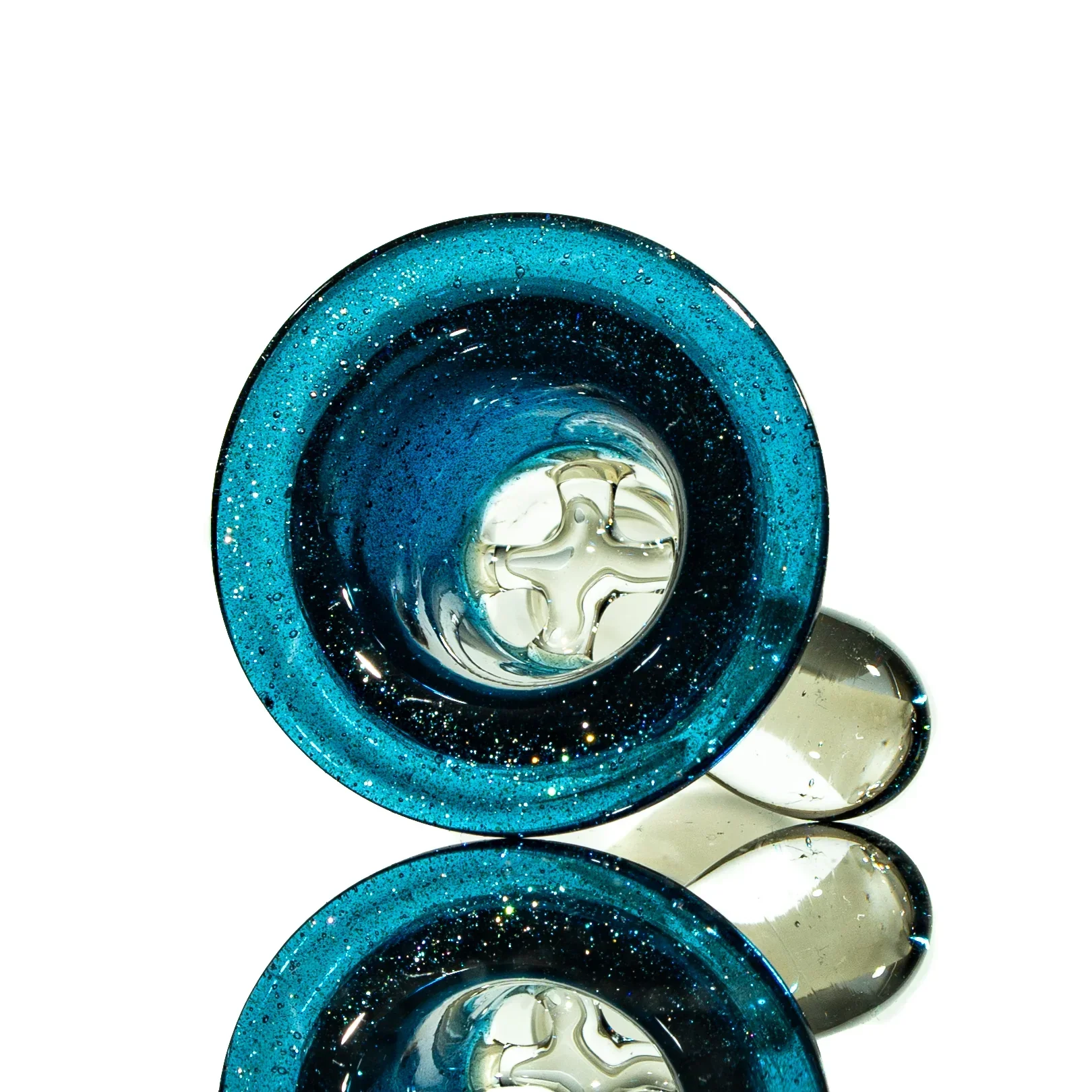 Llerandi Glass - Heavy Blue Stardust Four Hole 14mm Slide - Image 2