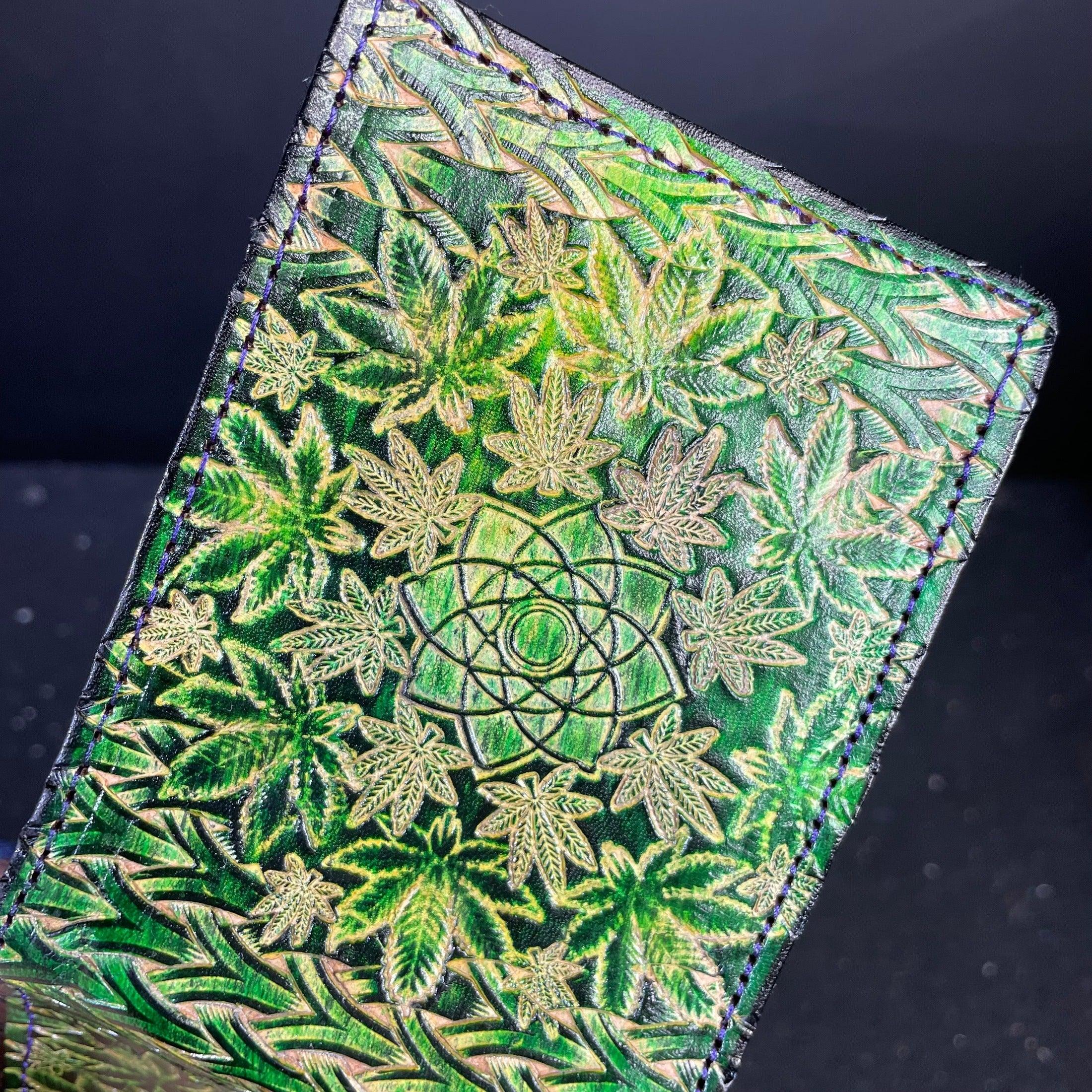 Lost Sailor Leather - Green Leaf Sacred Geometry Wallet - Image 5