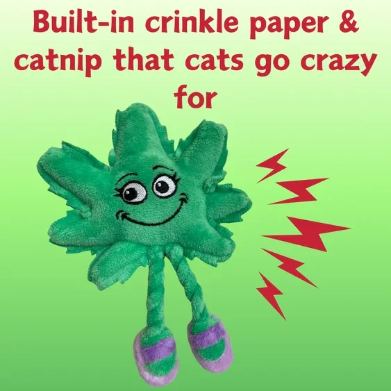 Paw:20 - Lil Mary Jane The Weed Leaf Cat Toy - Image 4