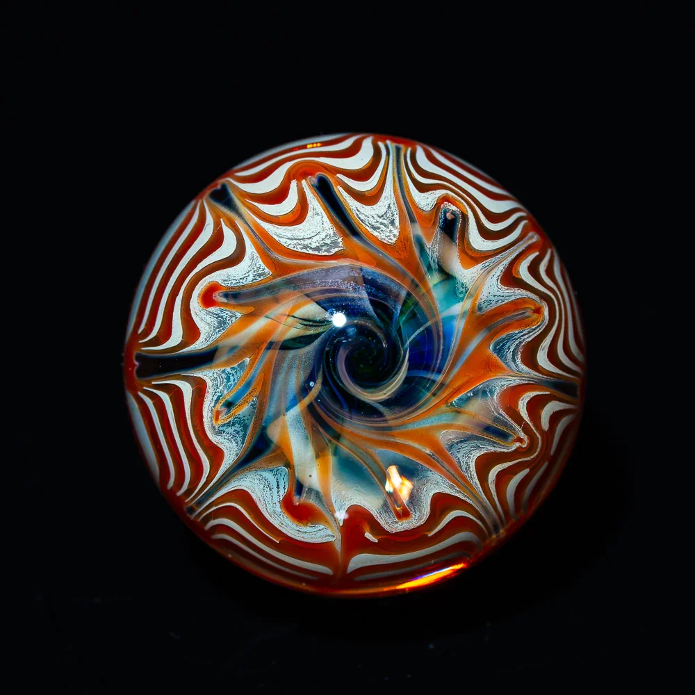 413 Glass - Blue Flower 29MM Marble - Image 3