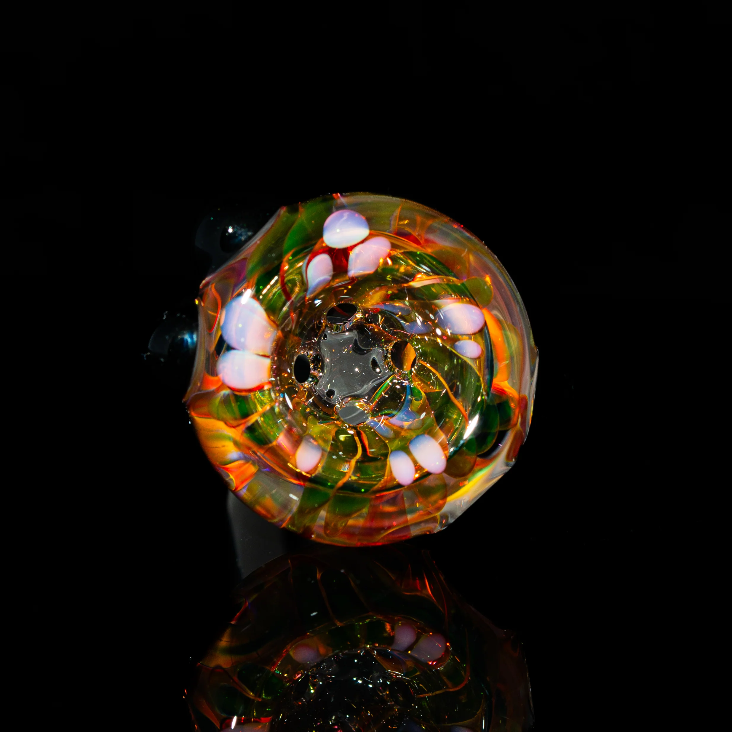 Sarah Marblesbee - Black Dotted Fumed Four Hole 14mm Slide - Image 2