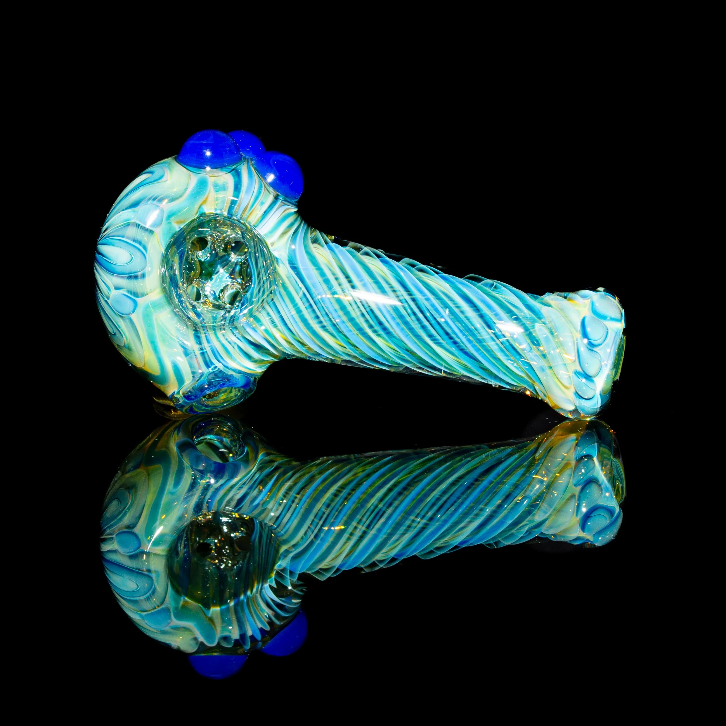 Sarah Marblesbee - Blue Dotted Dotted Fumed Four Hole Mini Spoon - Image 2