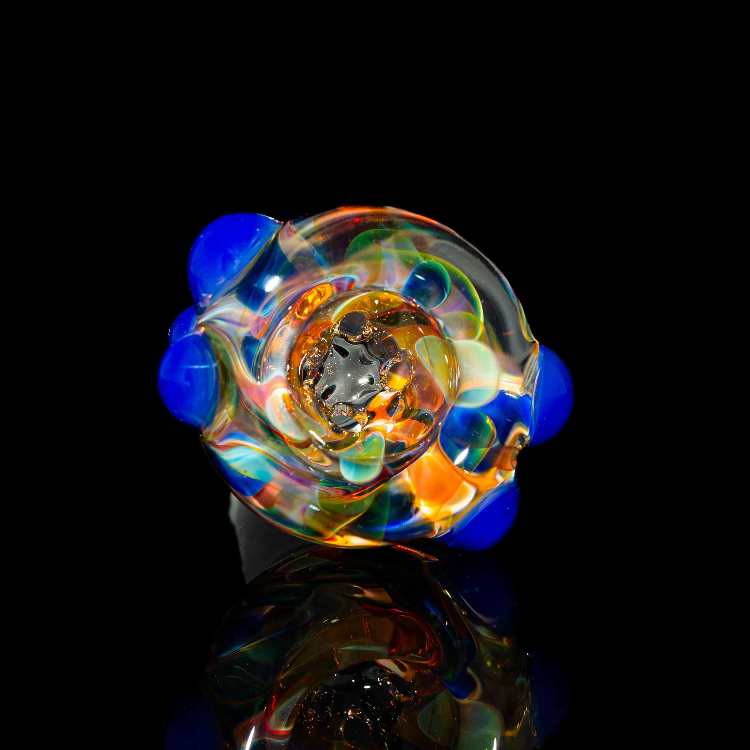Sarah Marblesbee - Blue Dotted Fumed Four Hole 14mm Slide - Image 2