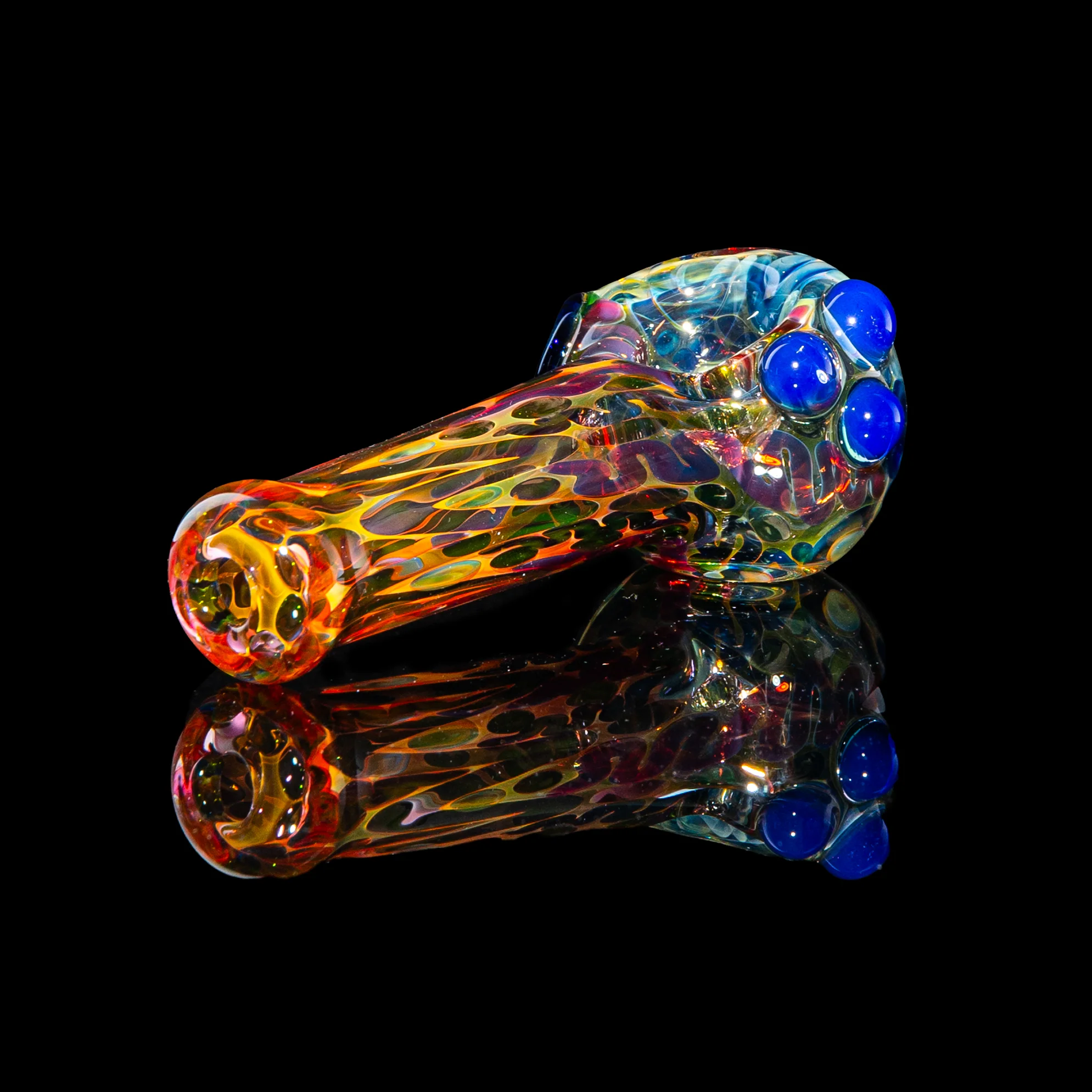 Sarah Marblesbee - Blue Dotted Fumed Four Hole Spoon - Image 2
