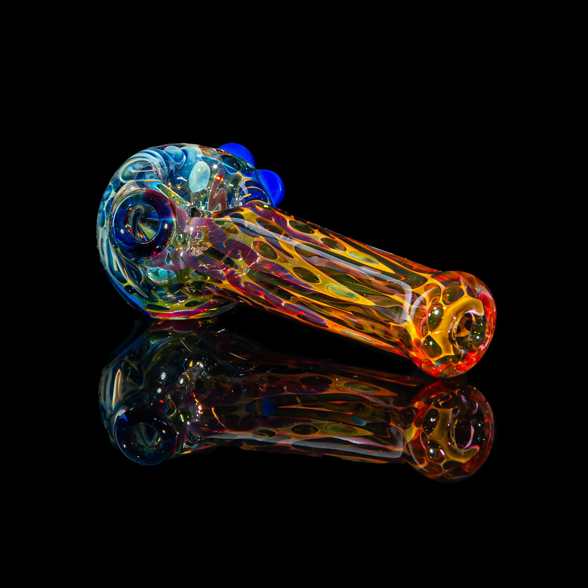 Sarah Marblesbee - Blue Dotted Fumed Four Hole Spoon - Image 3