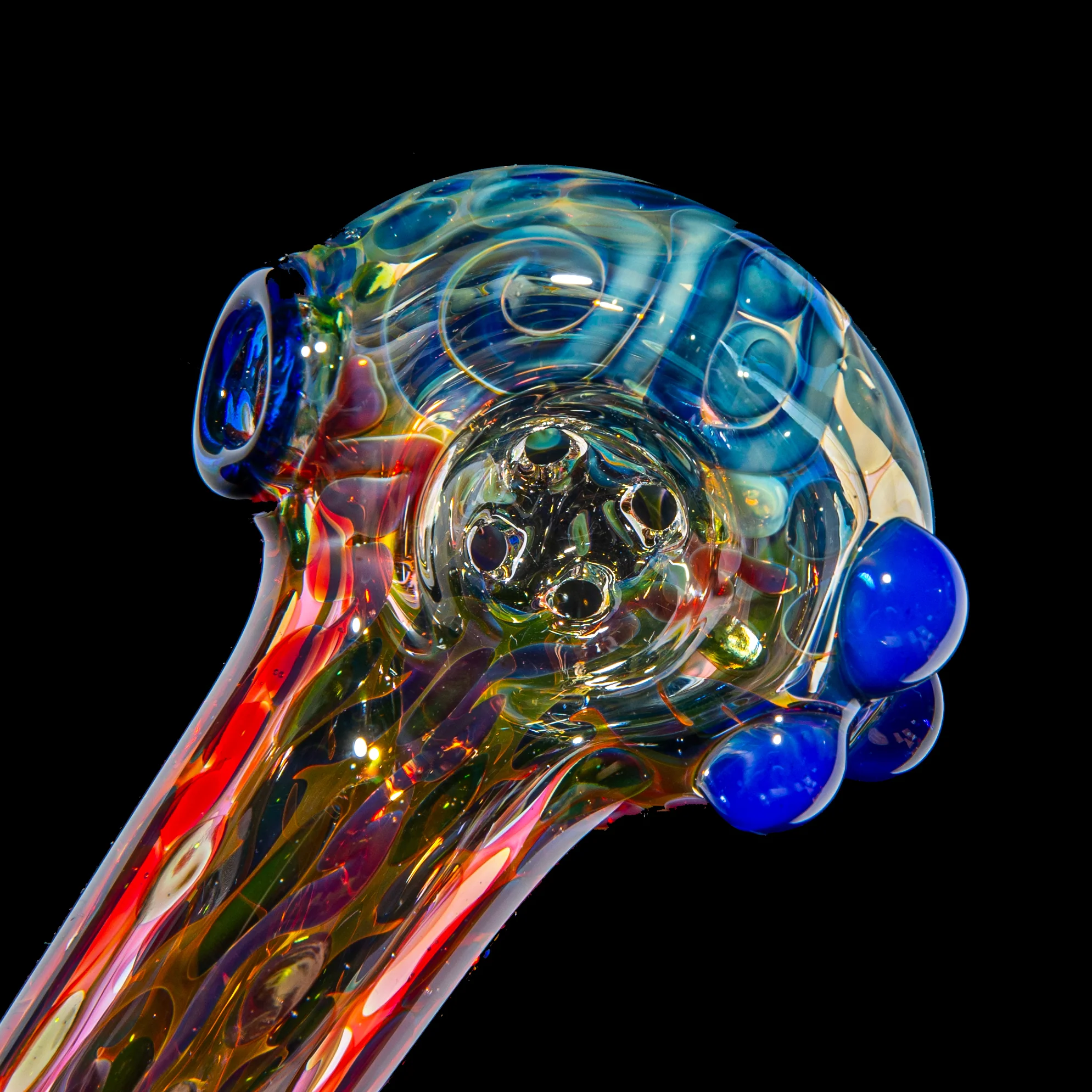 Sarah Marblesbee - Blue Dotted Fumed Four Hole Spoon - Image 4