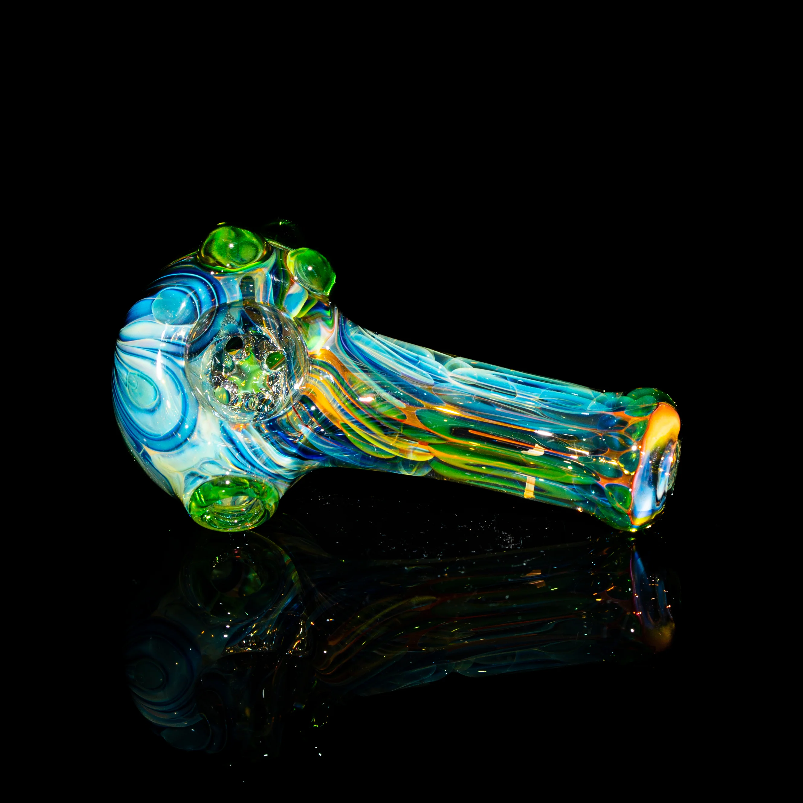 Sarah Marblesbee - Green Dotted Dotted Fumed Four Hole Mini Spoon - Image 2