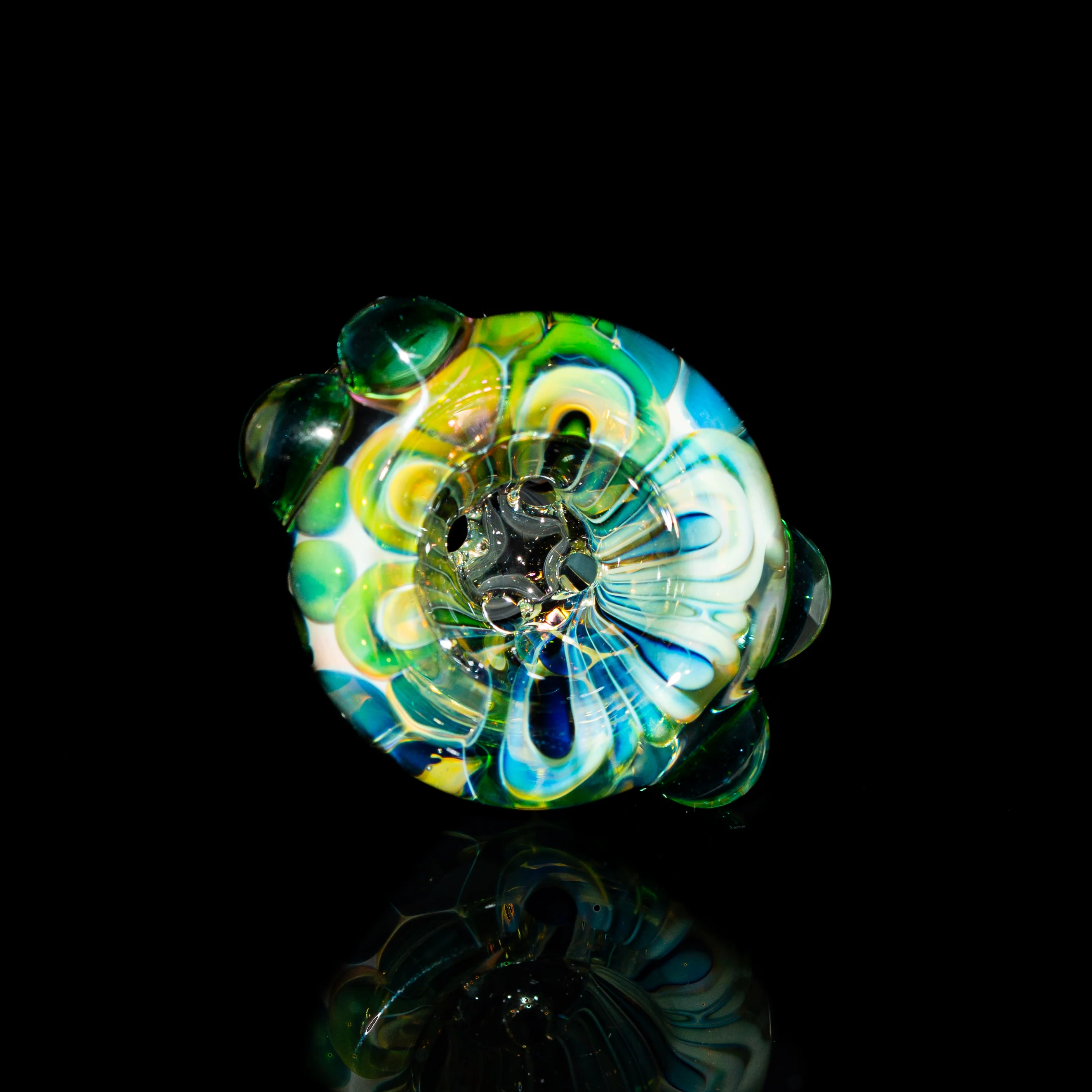 Sarah Marblesbee - Green Dotted Fumed Four Hole 14mm Slide - Image 2