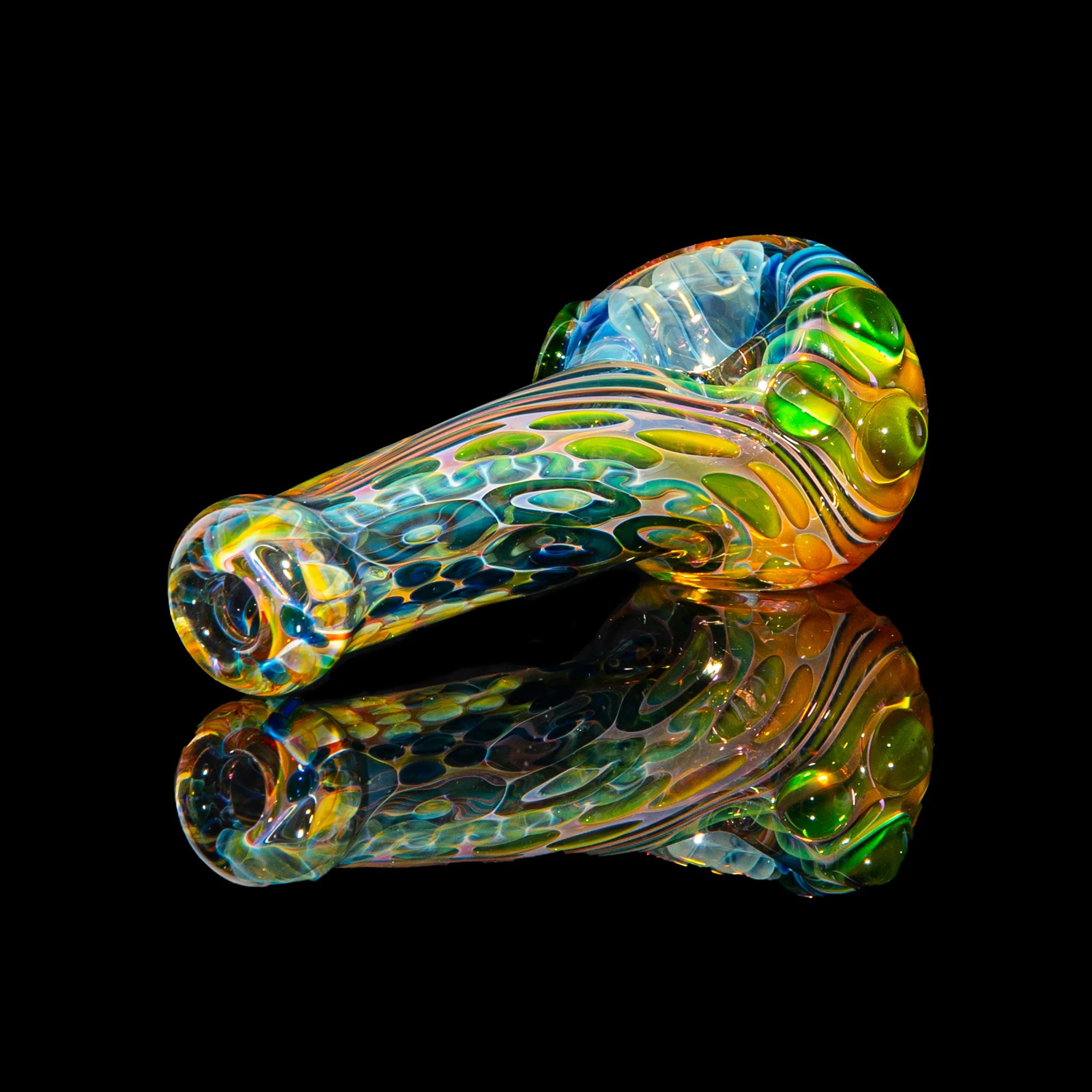 Sarah Marblesbee - Green Dotted Fumed Four Hole Spoon - Image 2