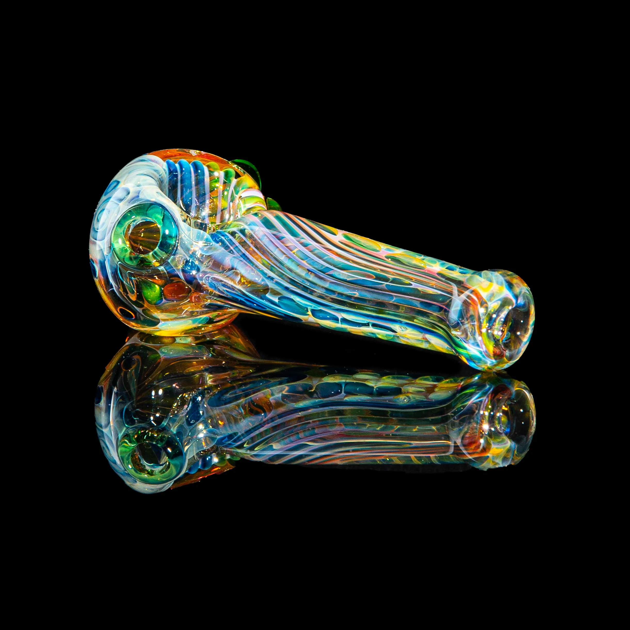 Sarah Marblesbee - Green Dotted Fumed Four Hole Spoon - Image 3