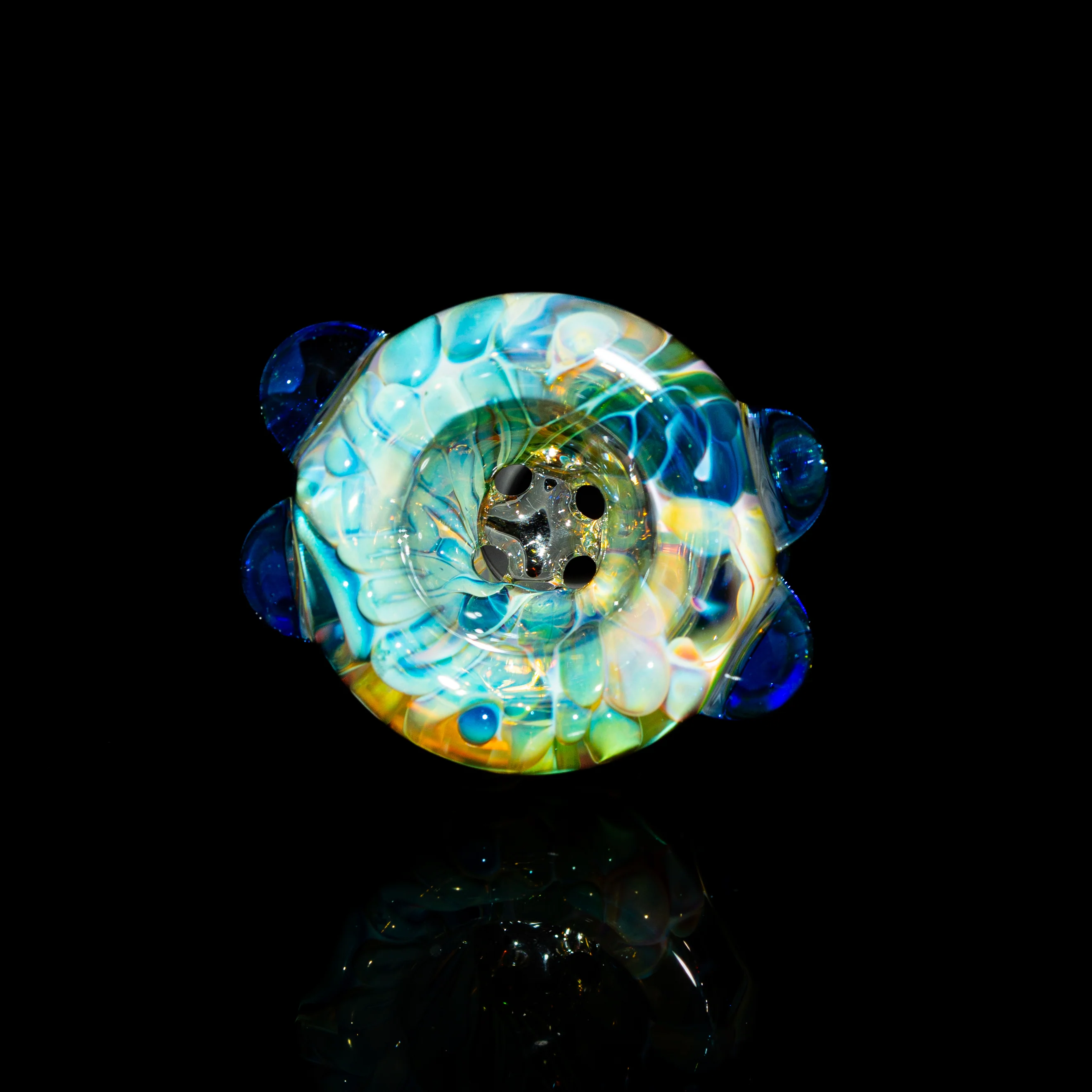 Sarah Marblesbee - Light Blue Dotted Fumed Four Hole 18mm Slide - Image 2