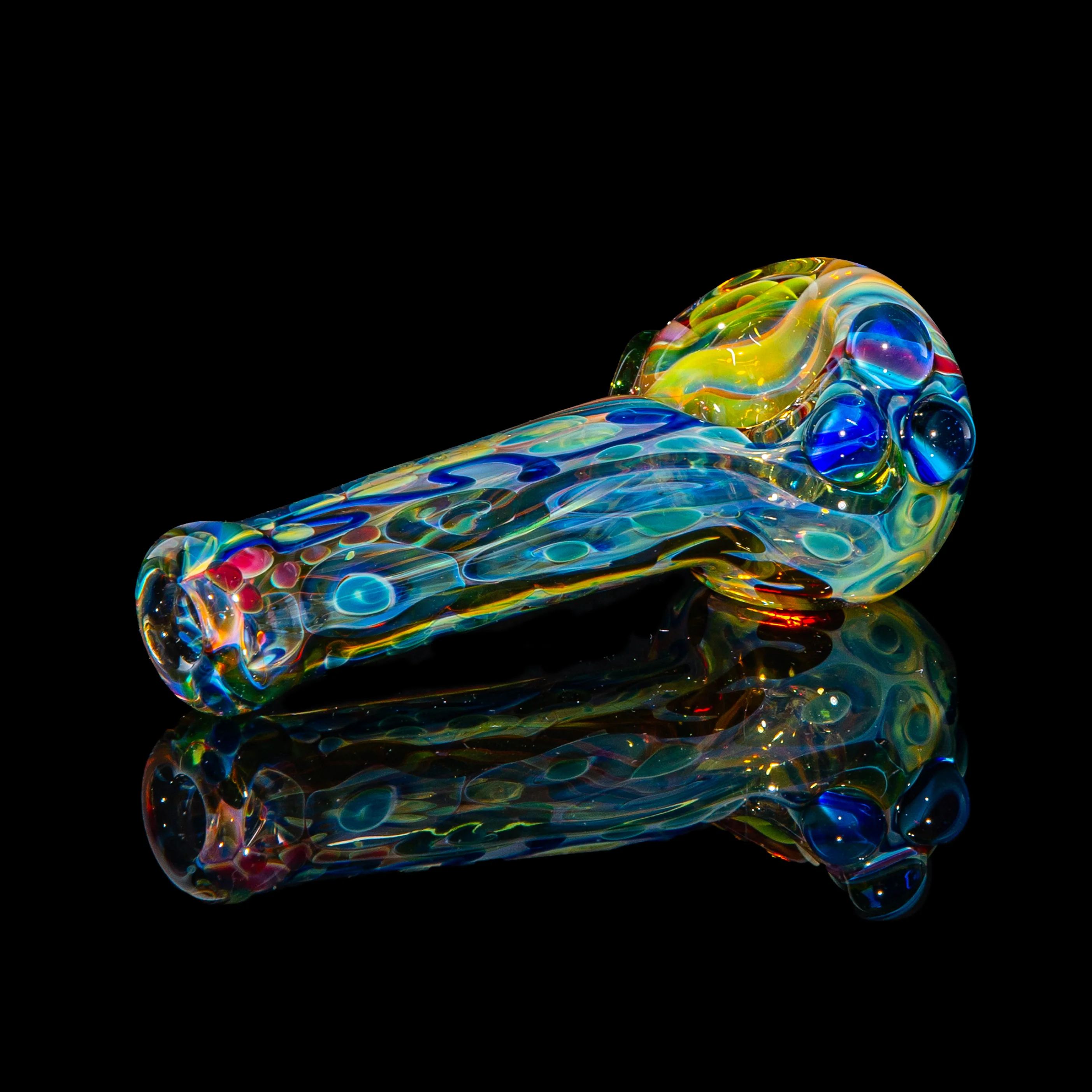 Sarah Marblesbee - Light Blue Dotted Fumed Four Hole Spoon - Image 2