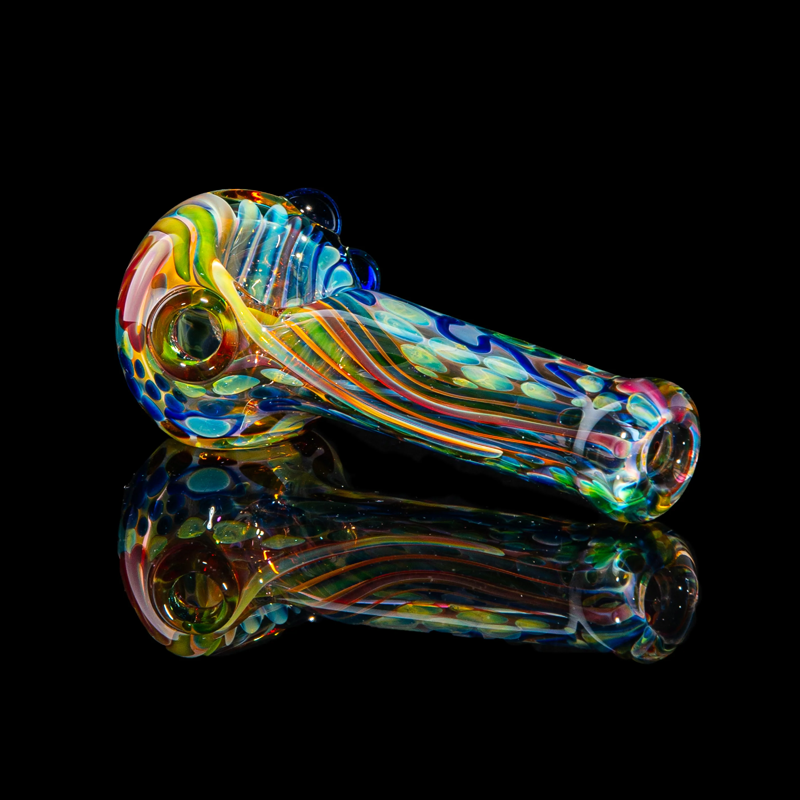 Sarah Marblesbee - Light Blue Dotted Fumed Four Hole Spoon - Image 3