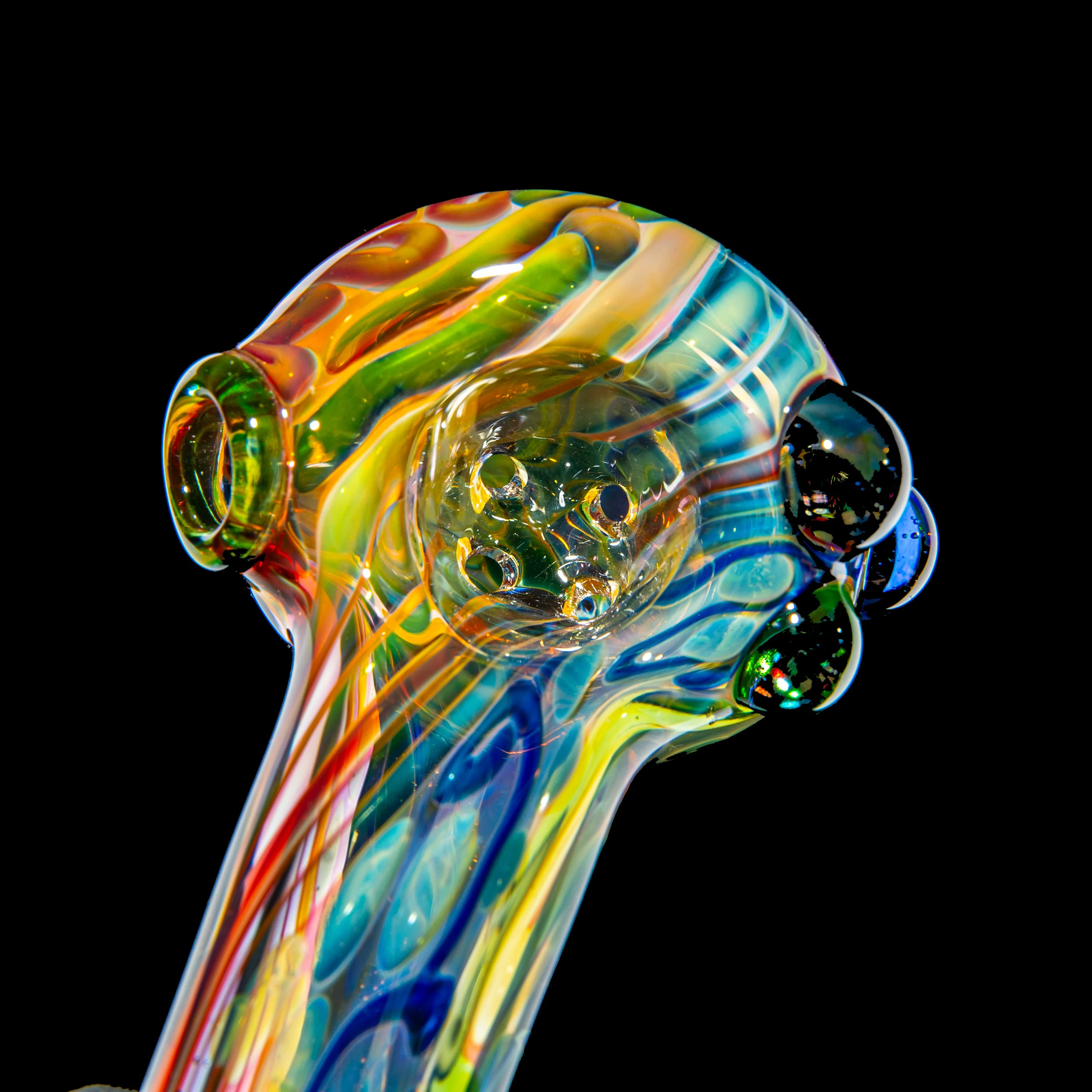 Sarah Marblesbee - Light Blue Dotted Fumed Four Hole Spoon - Image 4