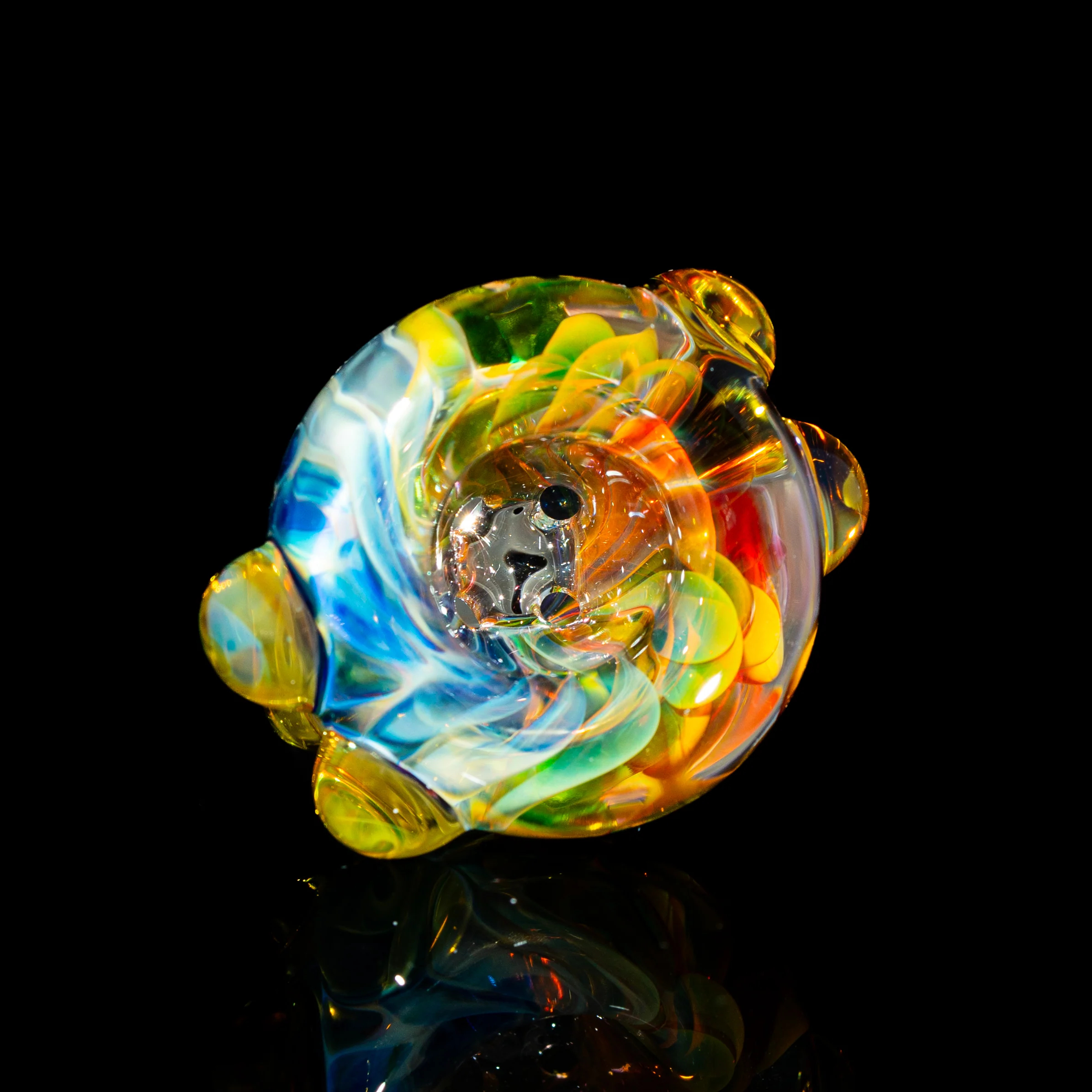 Sarah Marblesbee - Yellow Dotted Fumed Four Hole 14mm Slide 1 - Image 2