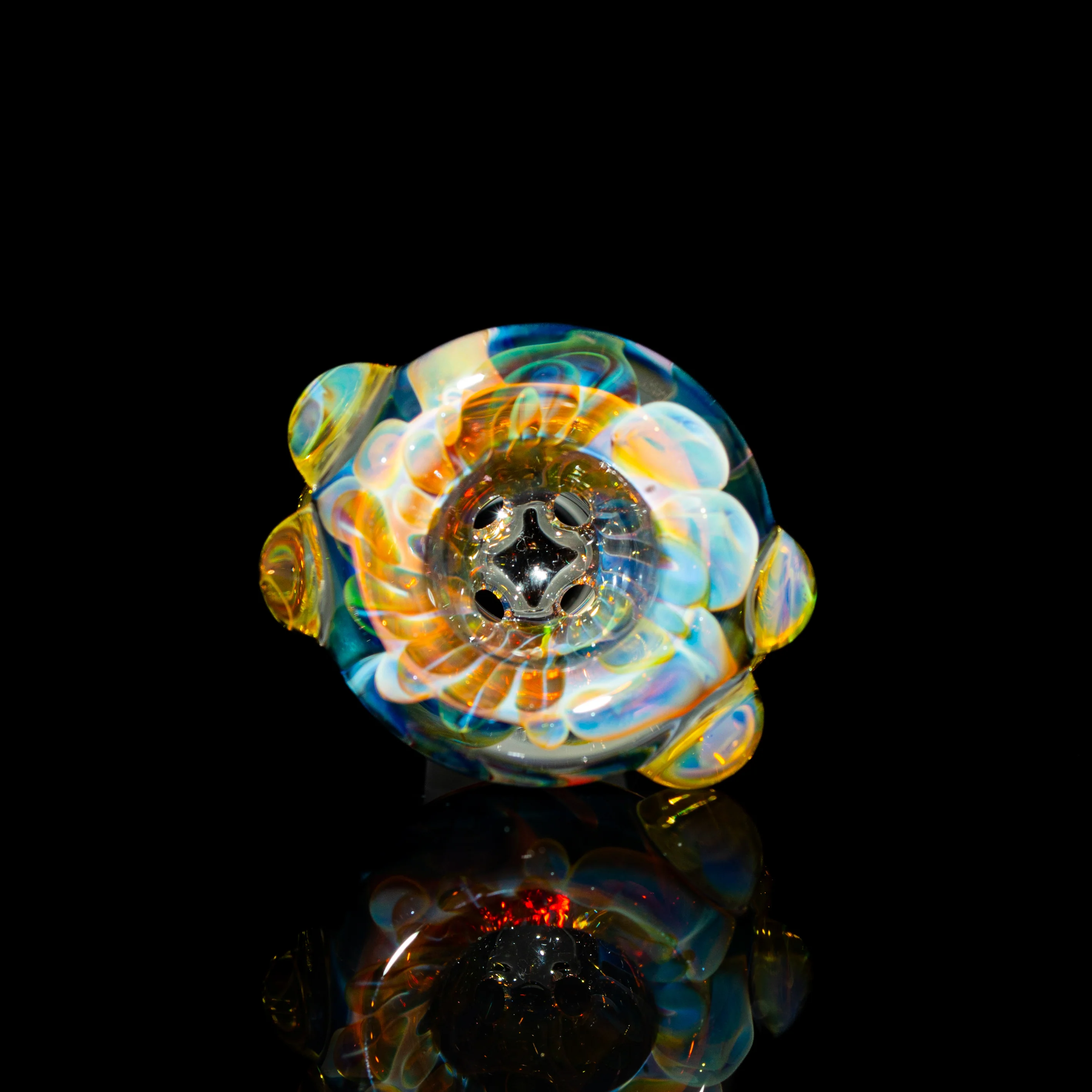 Sarah Marblesbee - Yellow Dotted Fumed Four Hole 18mm Slide - Image 2