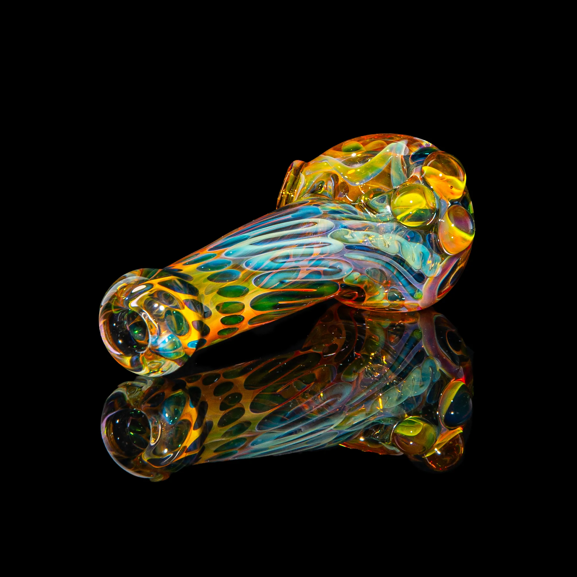 Sarah Marblesbee - Yellow Dotted Fumed Four Hole Spoon - Image 2