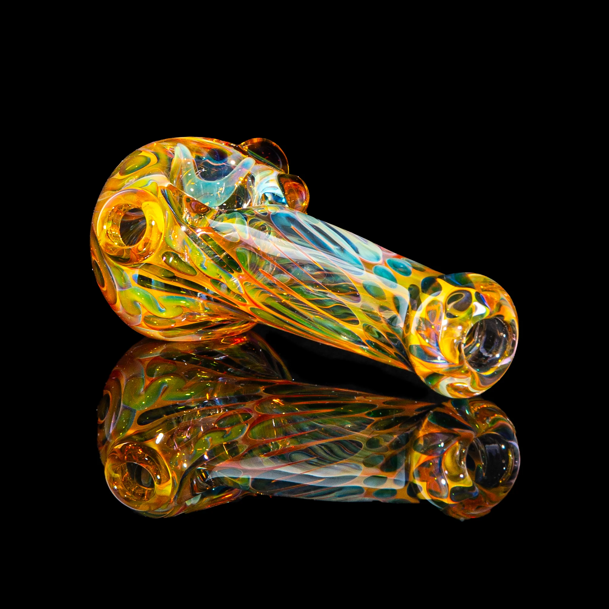 Sarah Marblesbee - Yellow Dotted Fumed Four Hole Spoon - Image 3