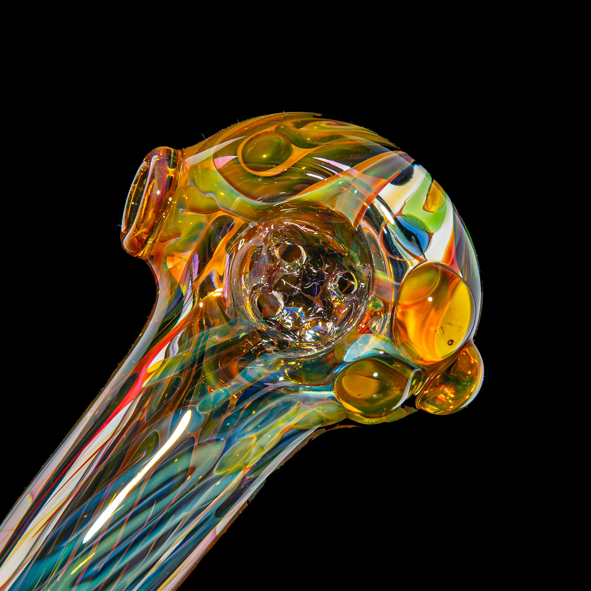 Sarah Marblesbee - Yellow Dotted Fumed Four Hole Spoon - Image 4