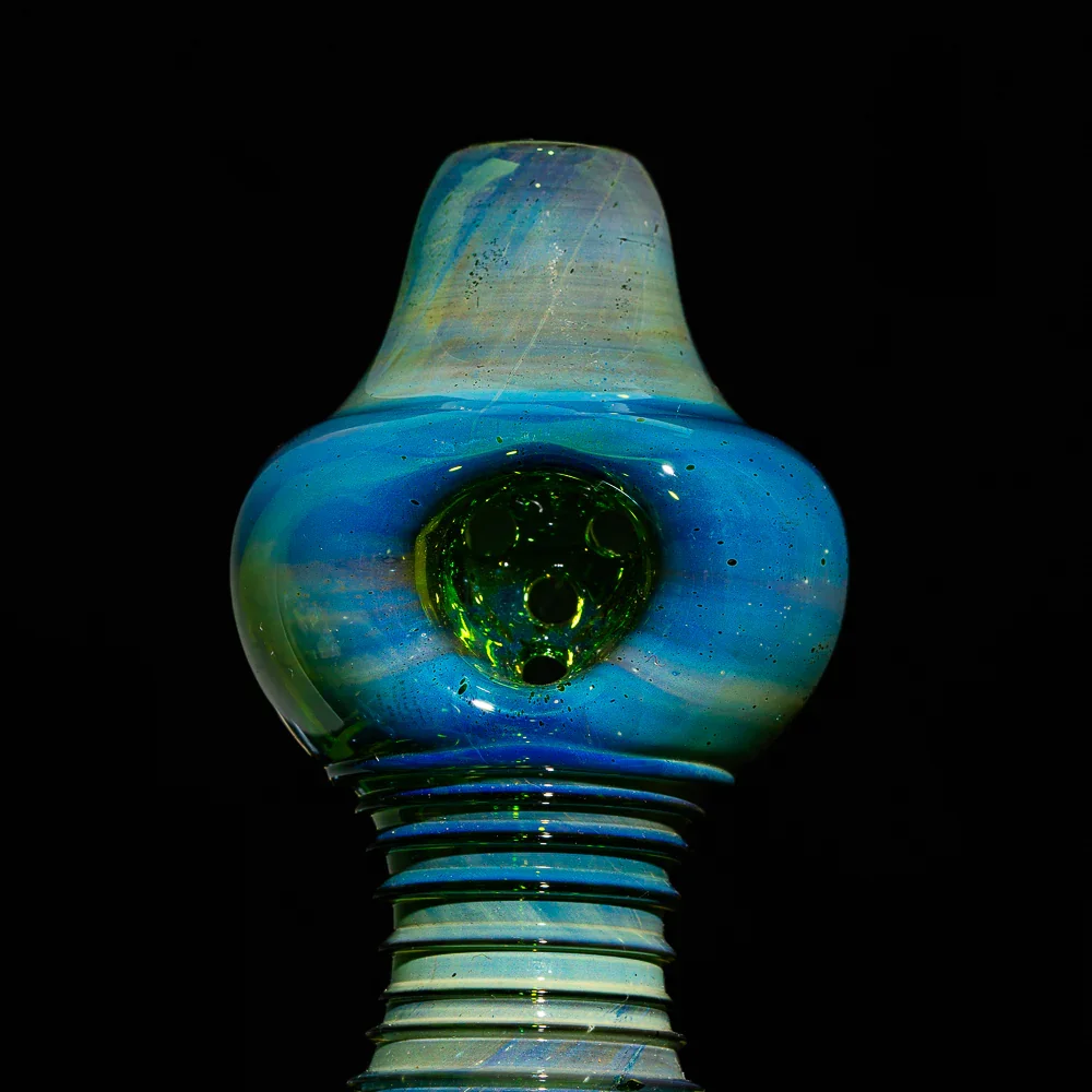 STR8 Glass - Silver Fume Over Transperent Green Multi Hole Spoon - Image 3